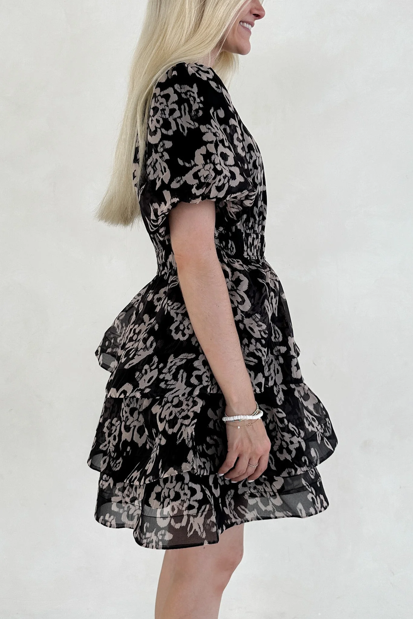 Emma Floral Organza Puff-sleeve Tier Ruffle Mini Dress - Image 6