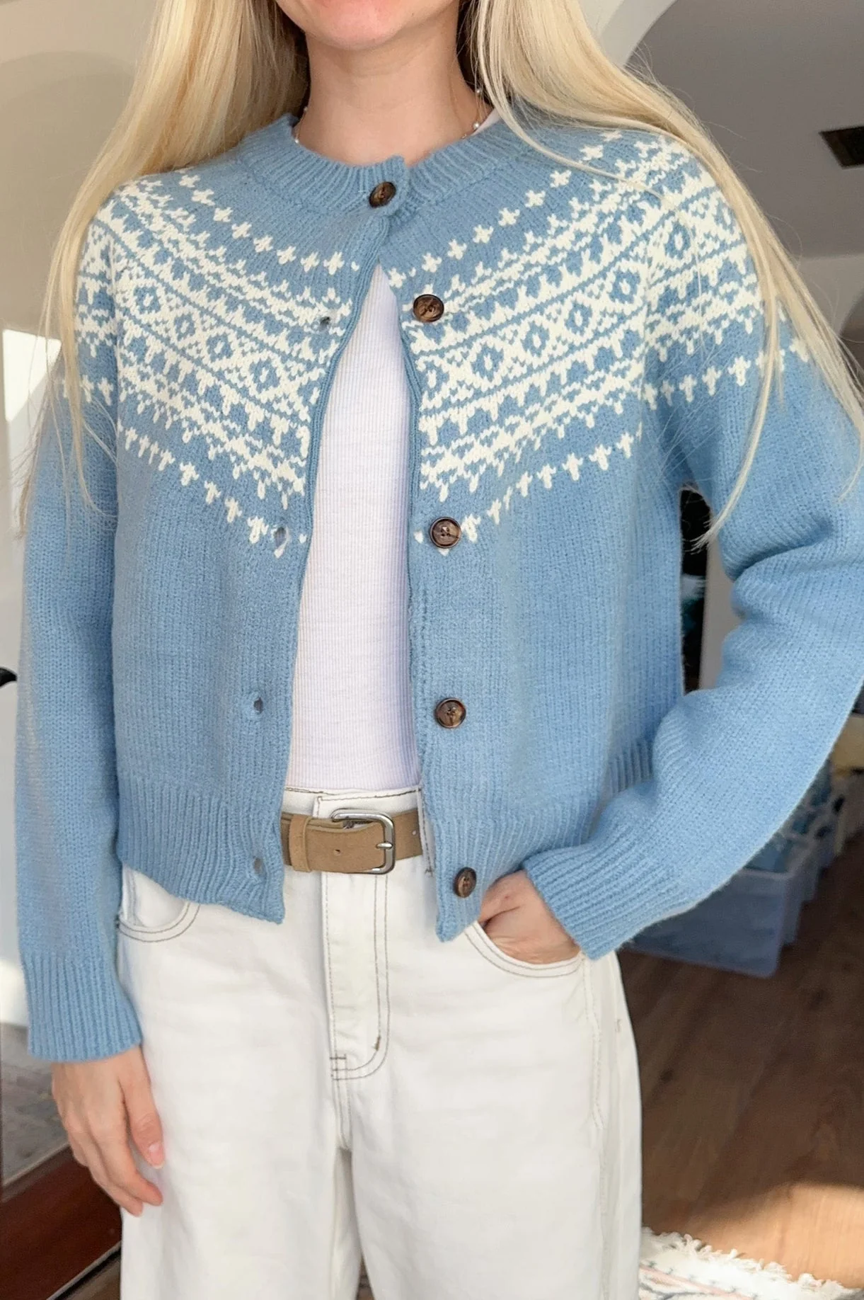 Evie Cardigan in Dusty Blue - Image 2