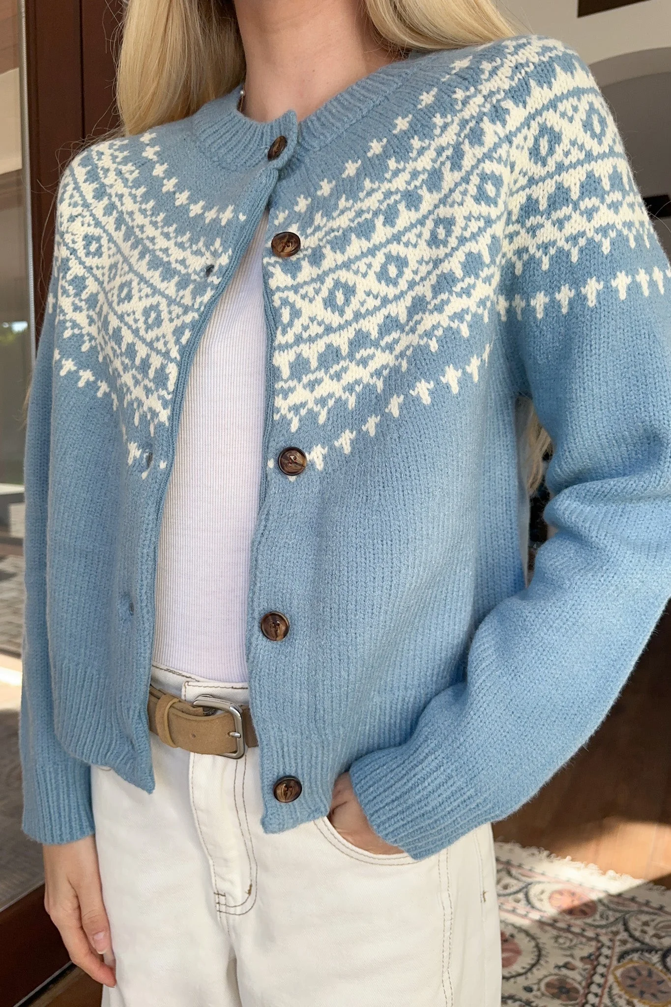 Evie Cardigan in Dusty Blue - Image 8