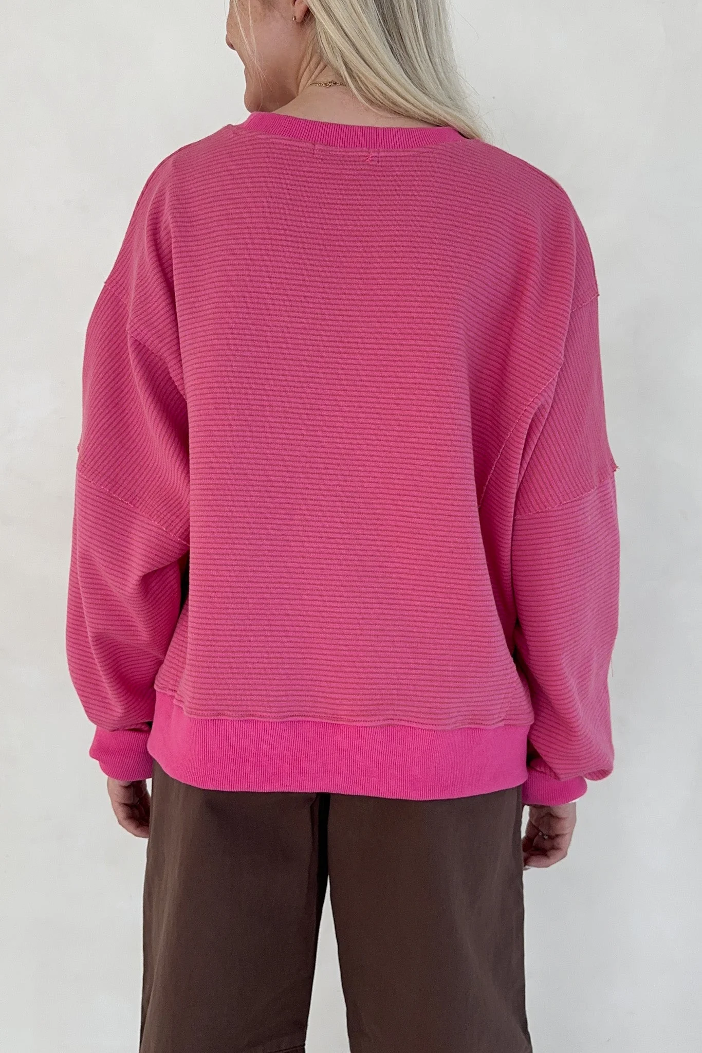 Fall Break Hibiscus and Mocha Striped Pullover - Image 6