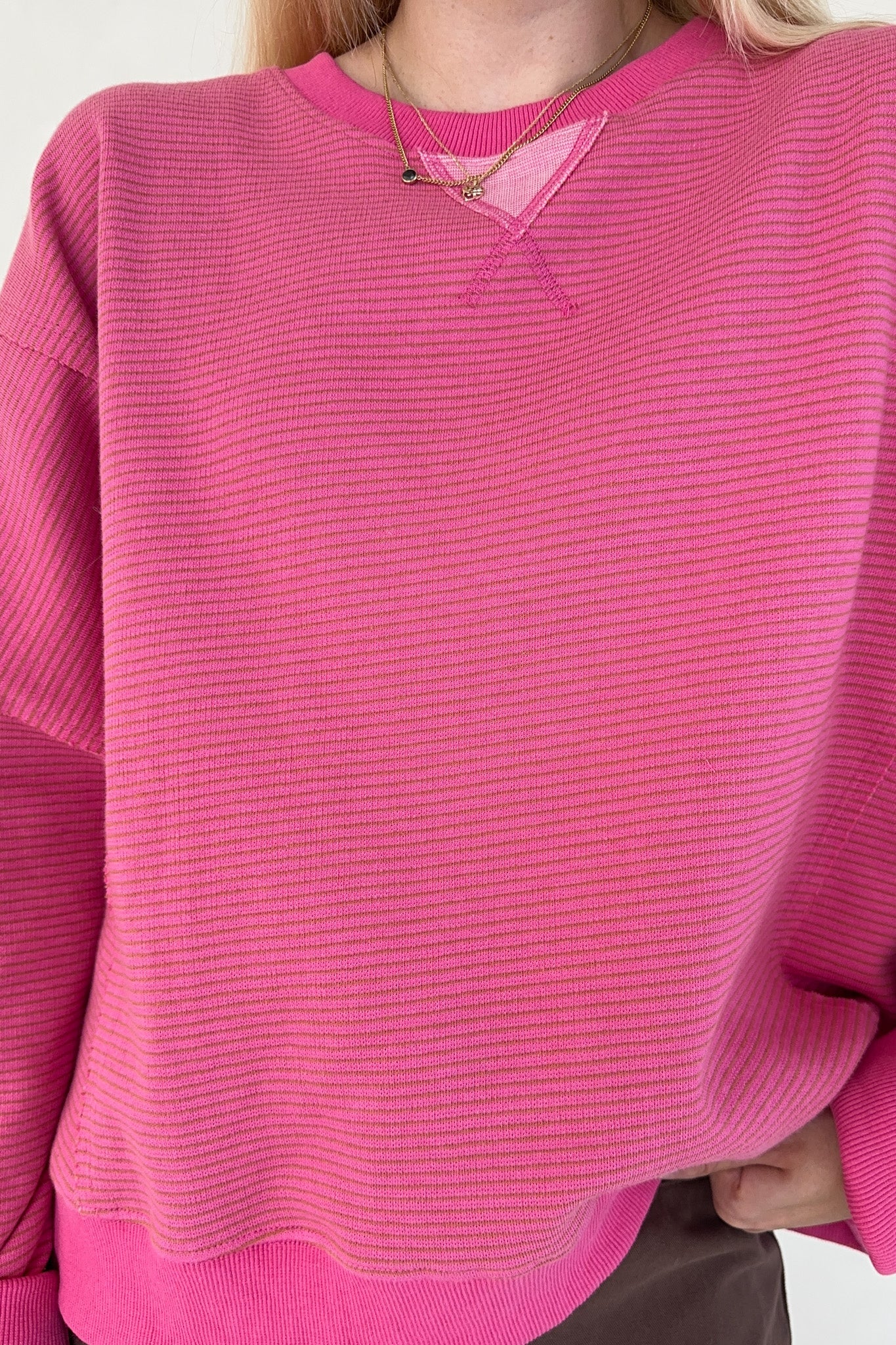 Fall Break Hibiscus and Mocha Striped Pullover - Image 7