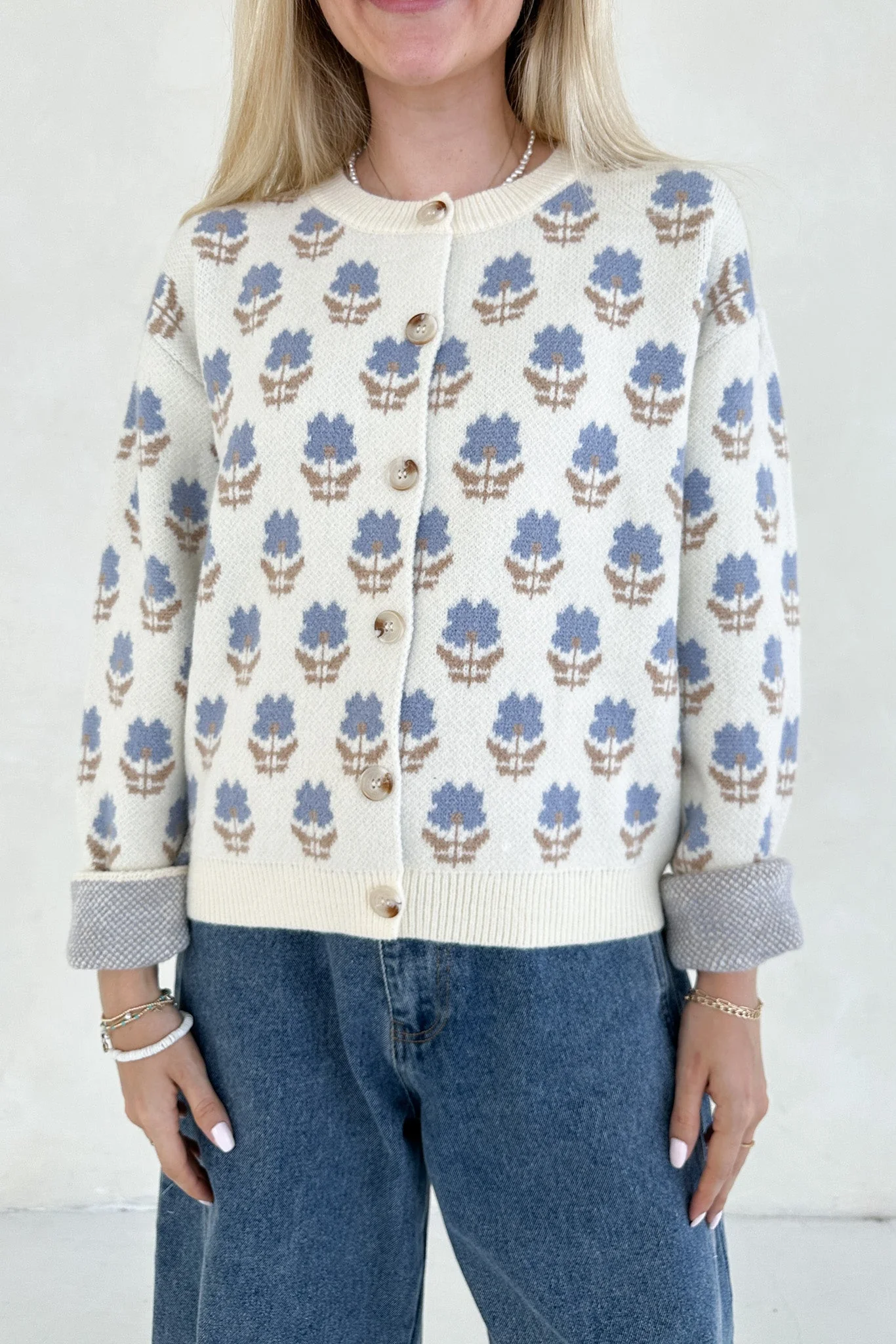 Fallon Periwinkle Floral Cardigan - Image 2