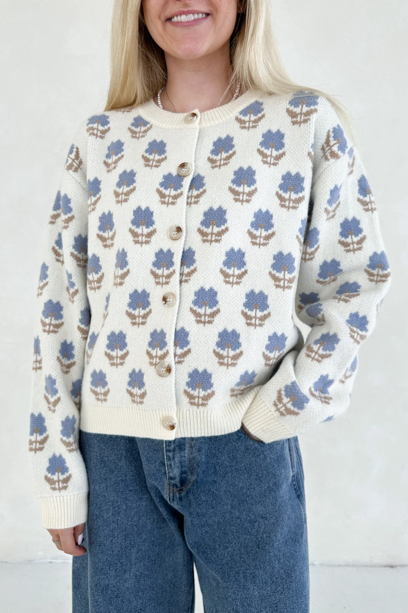Fallon Periwinkle Floral Cardigan - Image 4