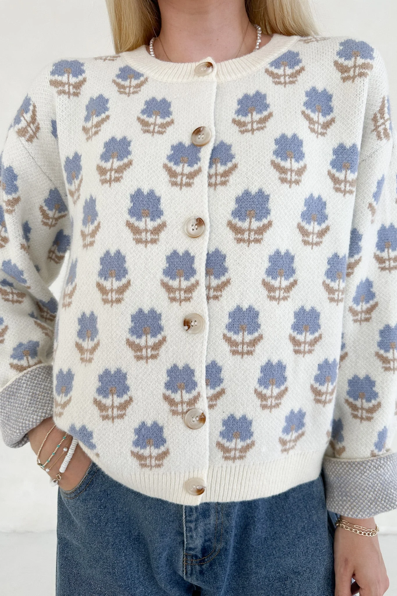 Fallon Periwinkle Floral Cardigan - Image 5