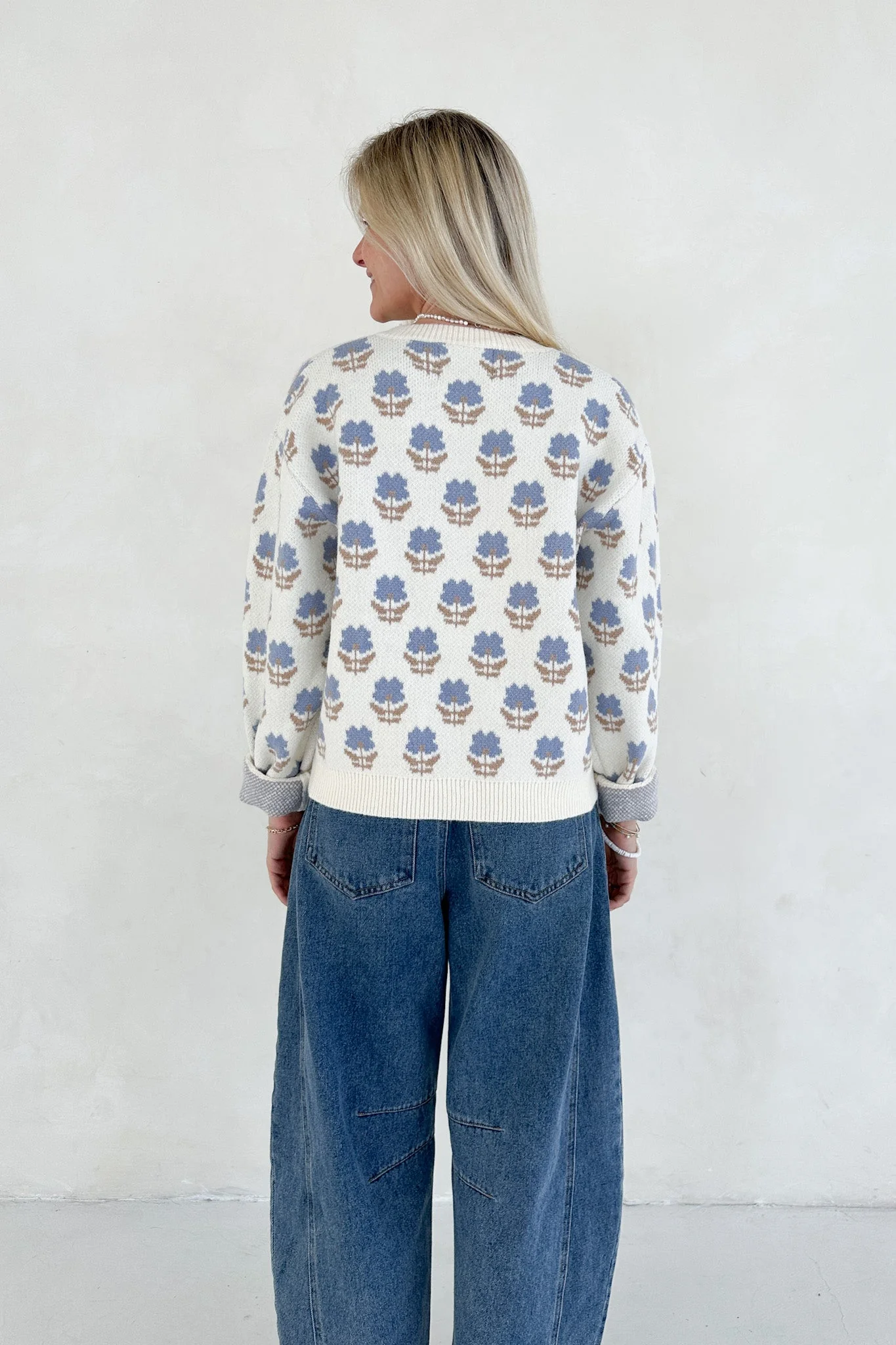 Fallon Periwinkle Floral Cardigan - Image 8