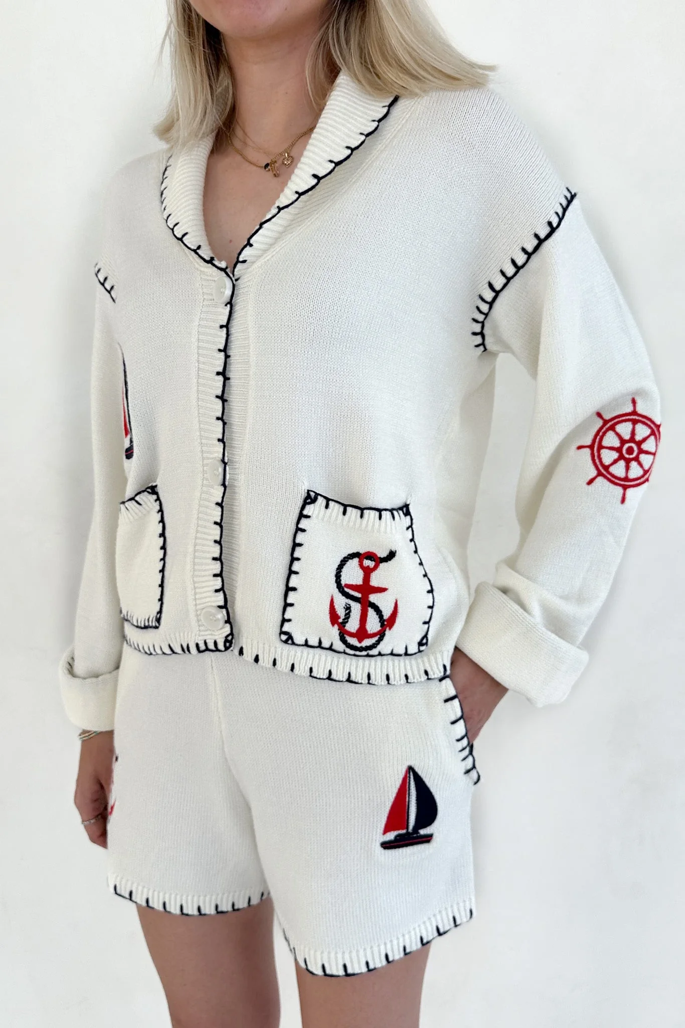 First Mate Embroidered Lightweight Knit Shorts - Image 4
