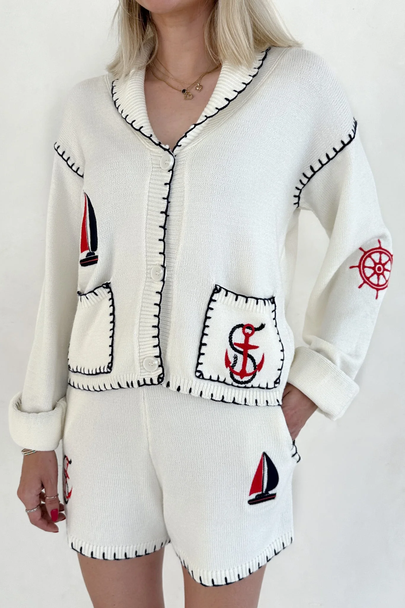 First Mate Embroidered Lightweight Knit Shorts - Image 8
