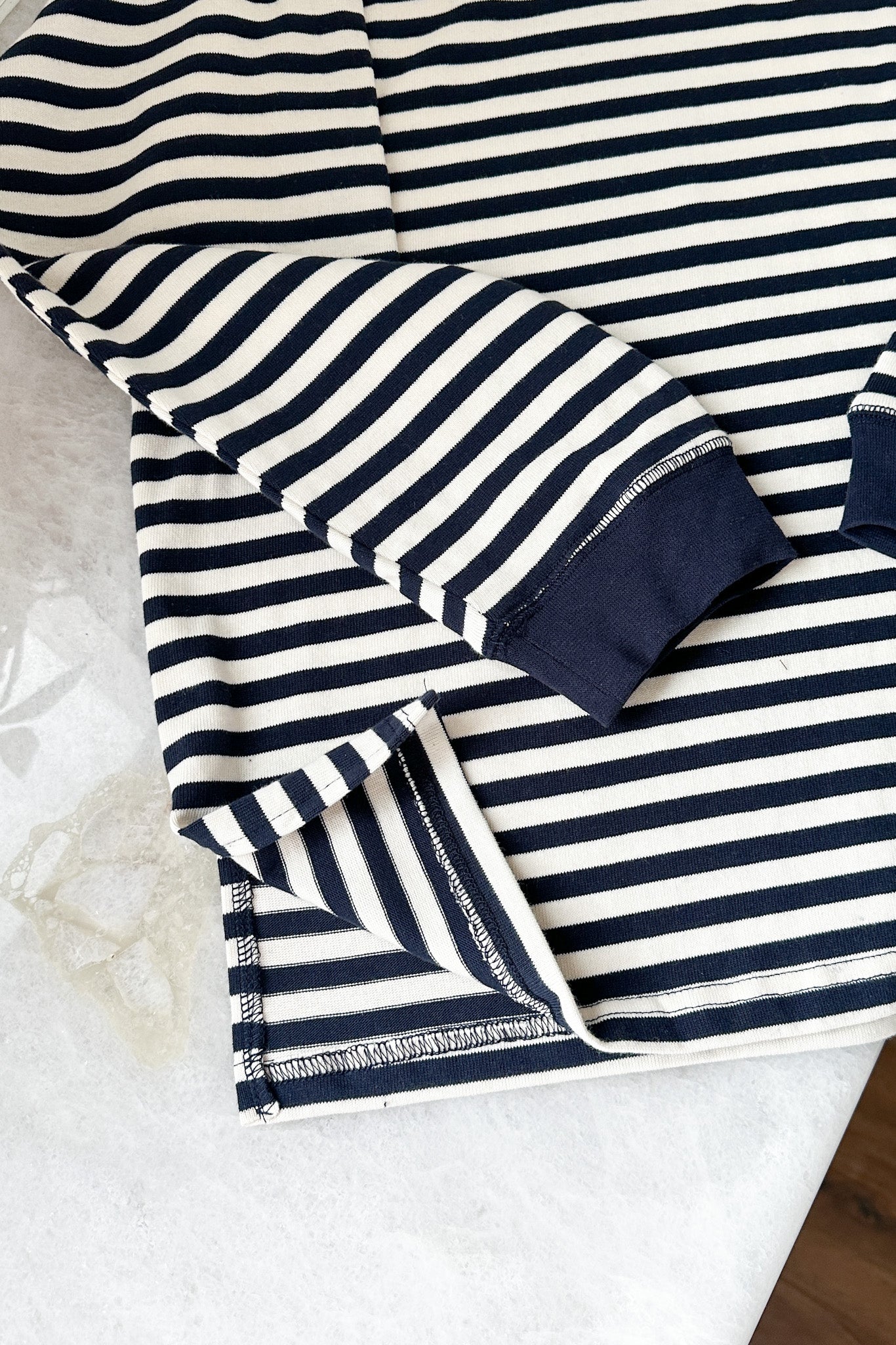 Frankie Cotton Striped Pullover Top in Navy - Image 4