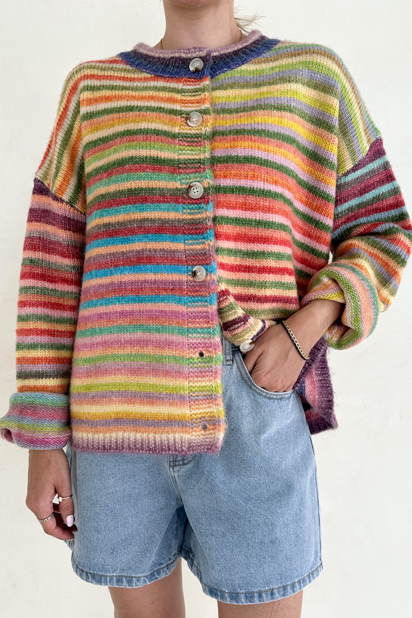 Free Falling Rainbow Knit Cardigan in Sunset - Image 2