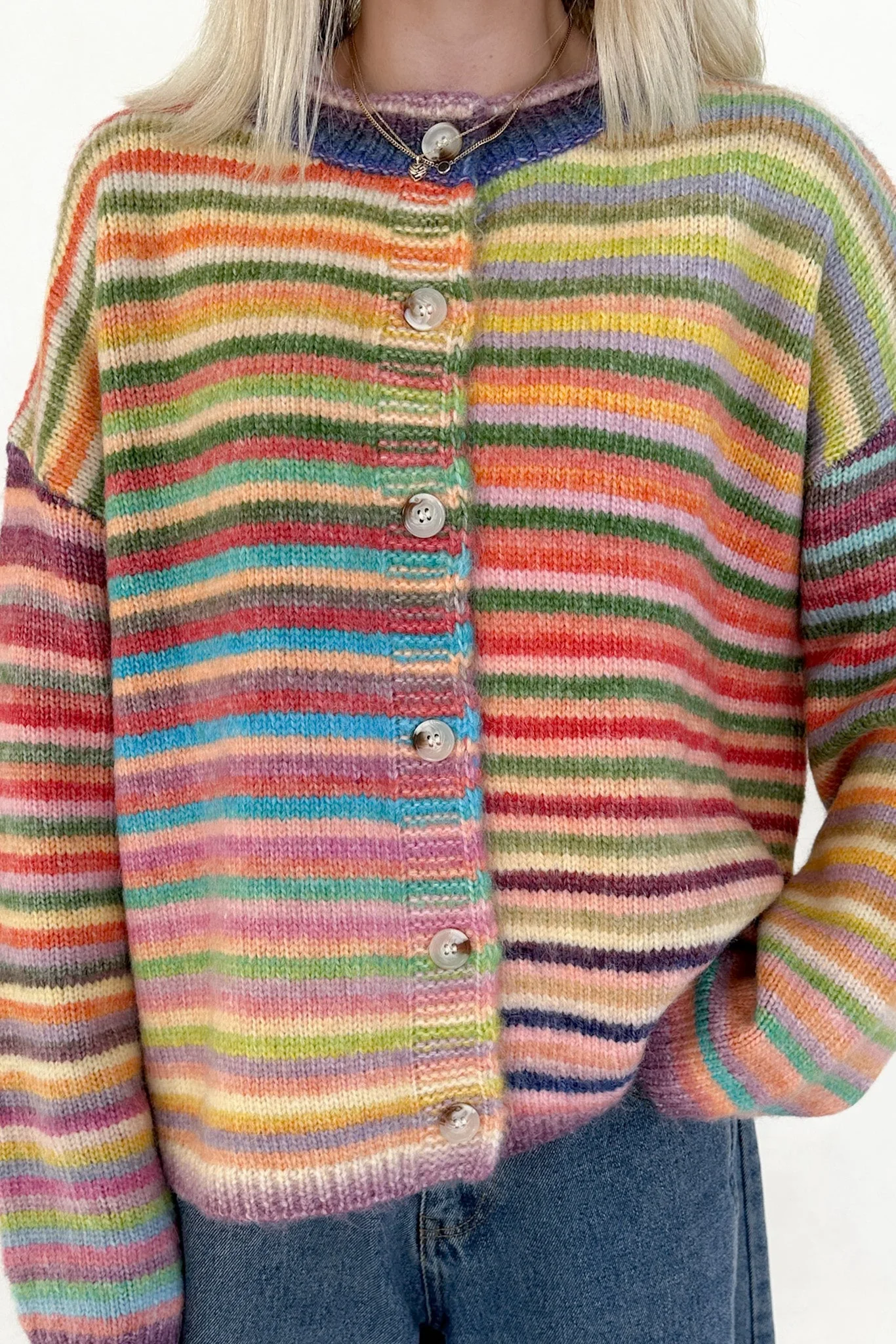 Free Falling Rainbow Knit Cardigan in Sunset - Image 5