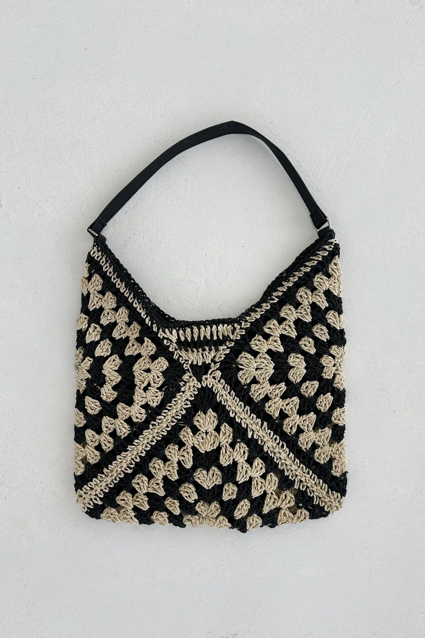 Getaway Crochet Shoulder Bag in Black and Natural - Image 6