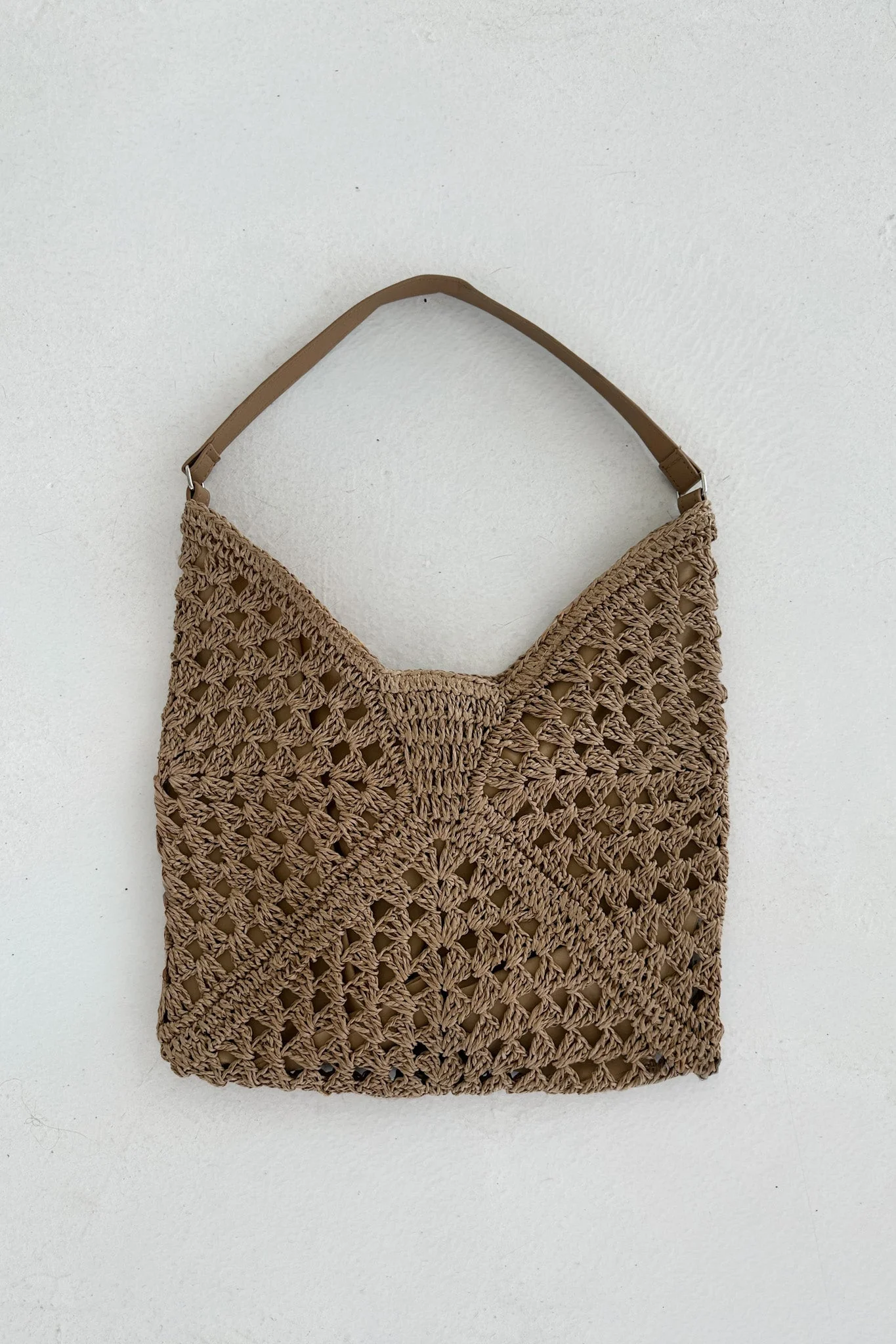 Getaway Crochet Shoulder Bag in Tan - Image 8
