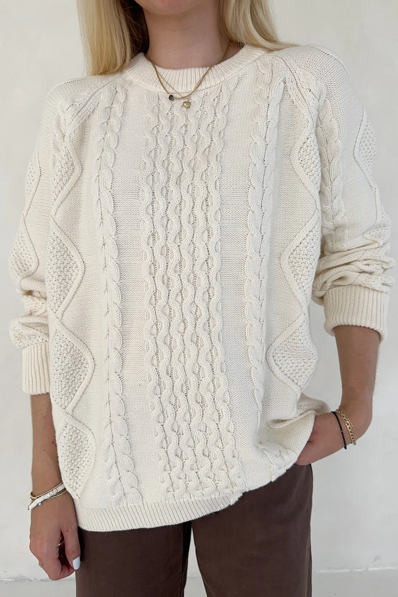 Gilmore Oversized Cotton Cable Knit Sweater
