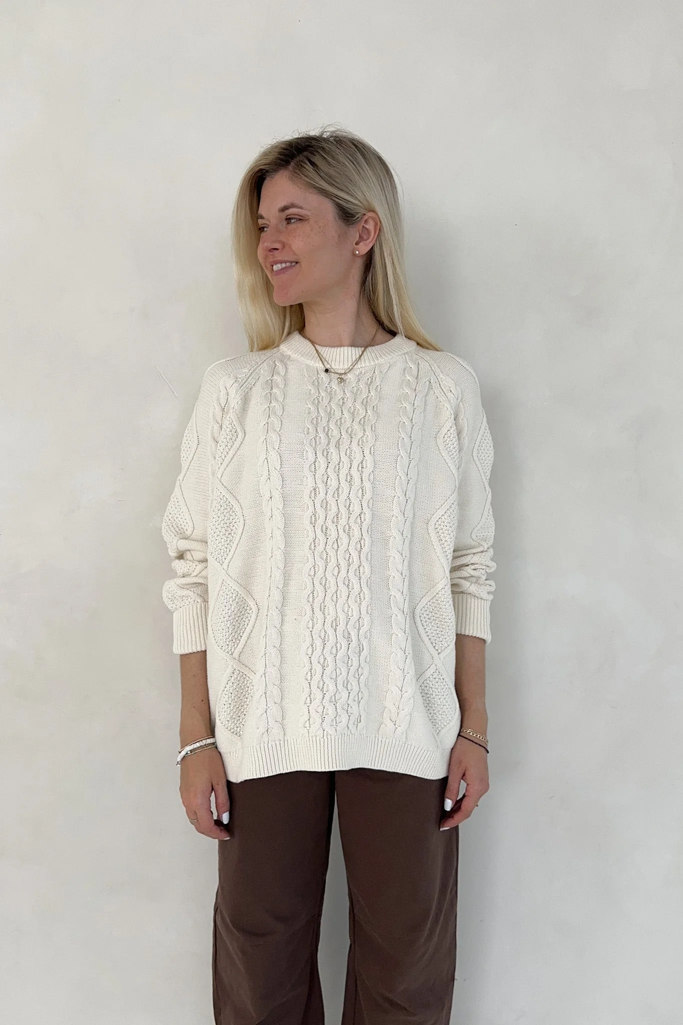 Gilmore Oversized Cotton Cable Knit Sweater - Image 6