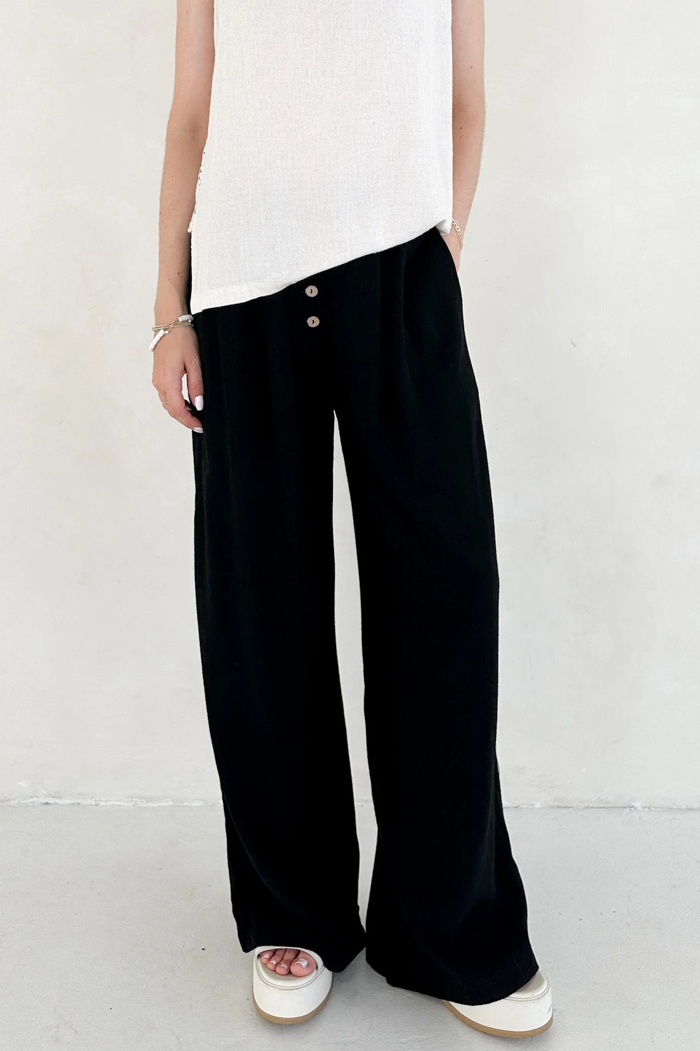 Golden Hour Soft Linen High Waisted Palazzo Pants