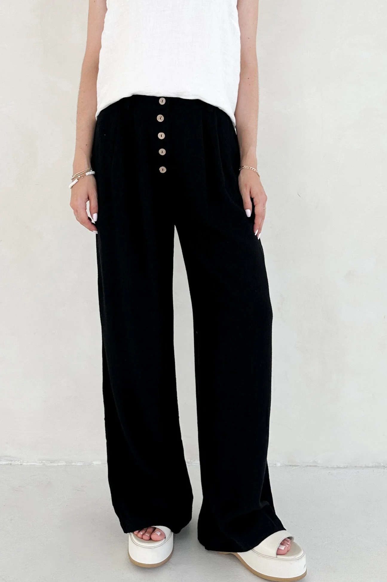 Golden Hour Soft Linen High Waisted Palazzo Pants - Image 4