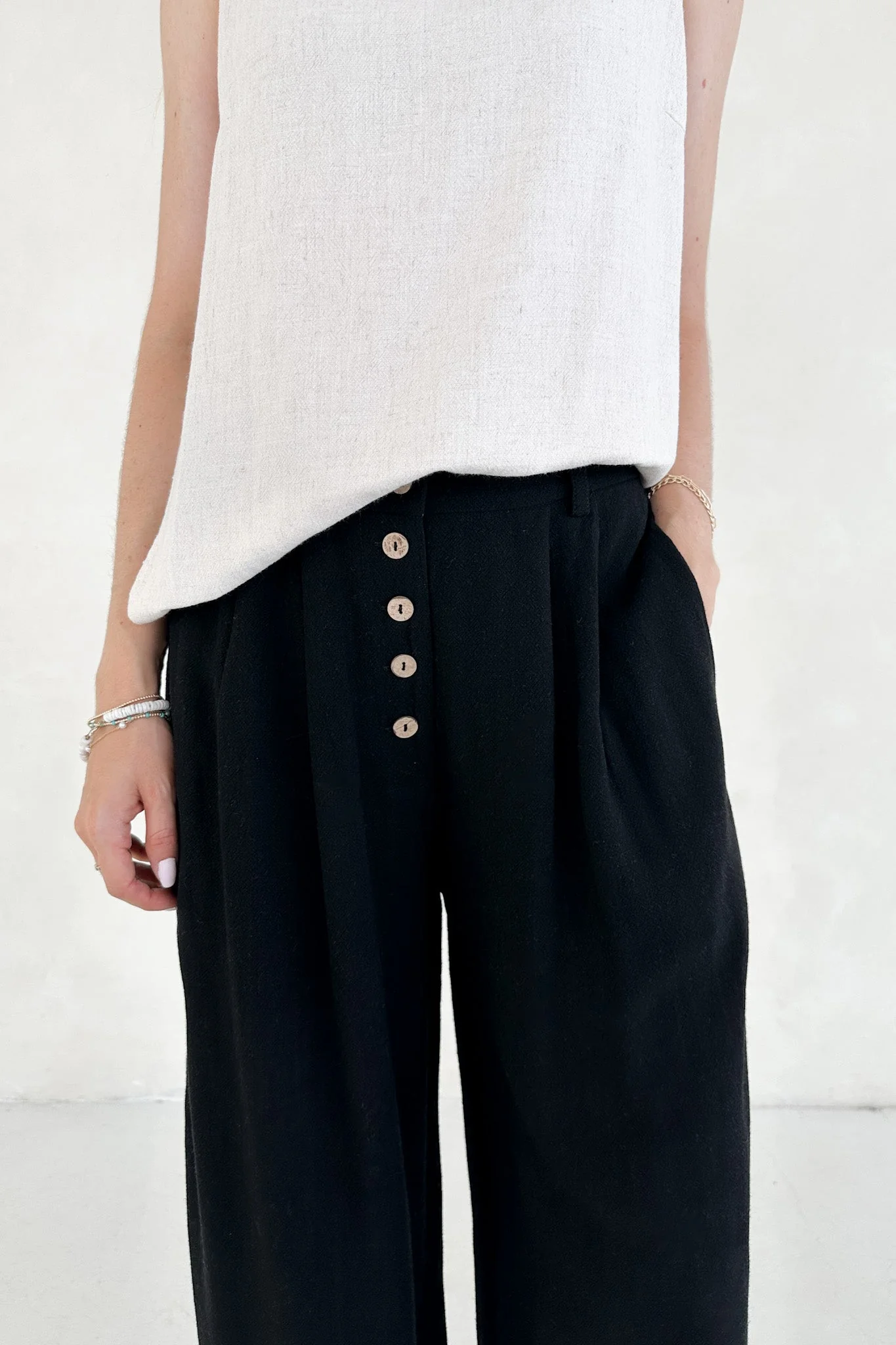 Golden Hour Soft Linen High Waisted Palazzo Pants - Image 5