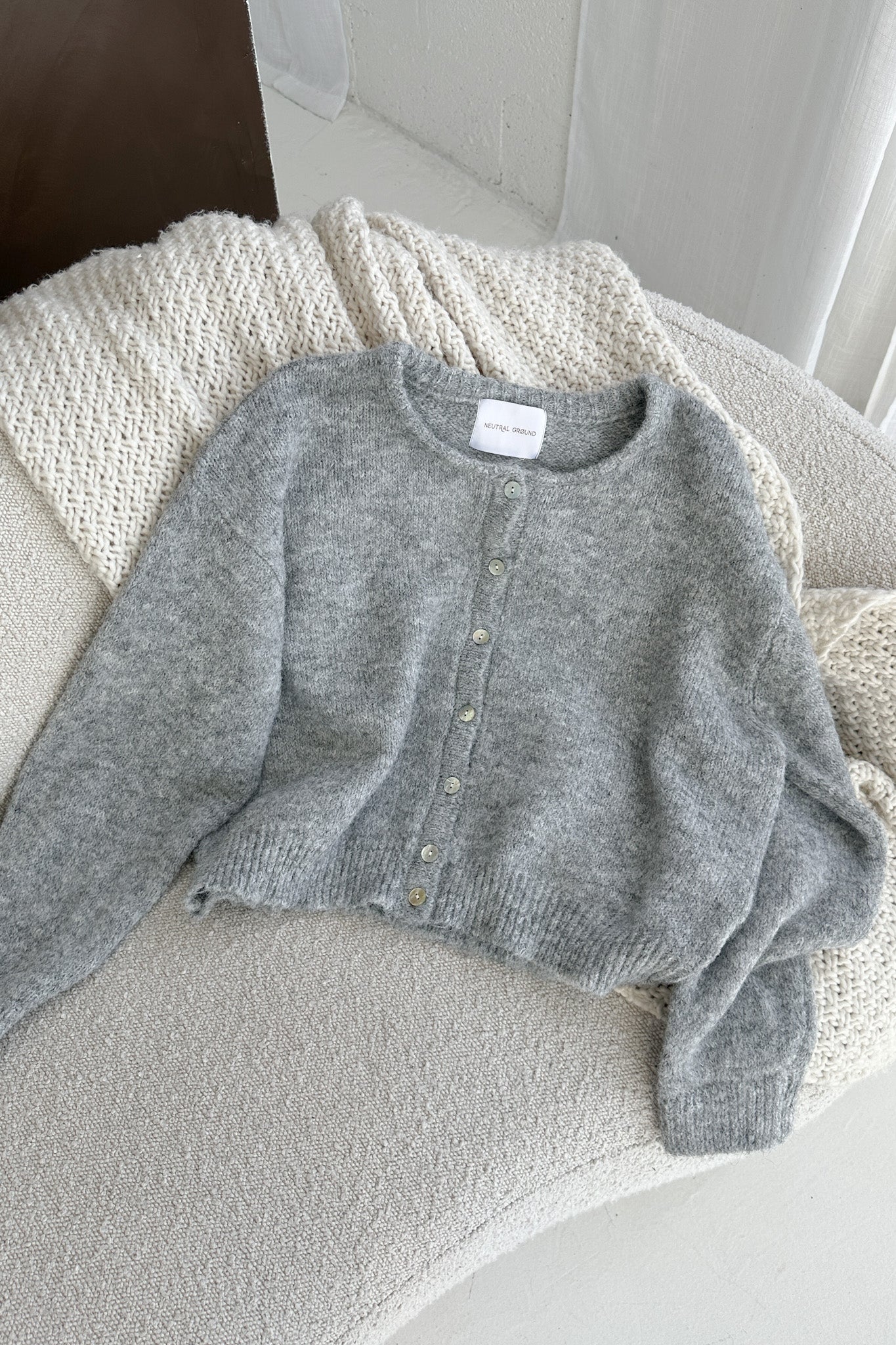 Grace Button Down Cardigan in Heather Grey - Image 2