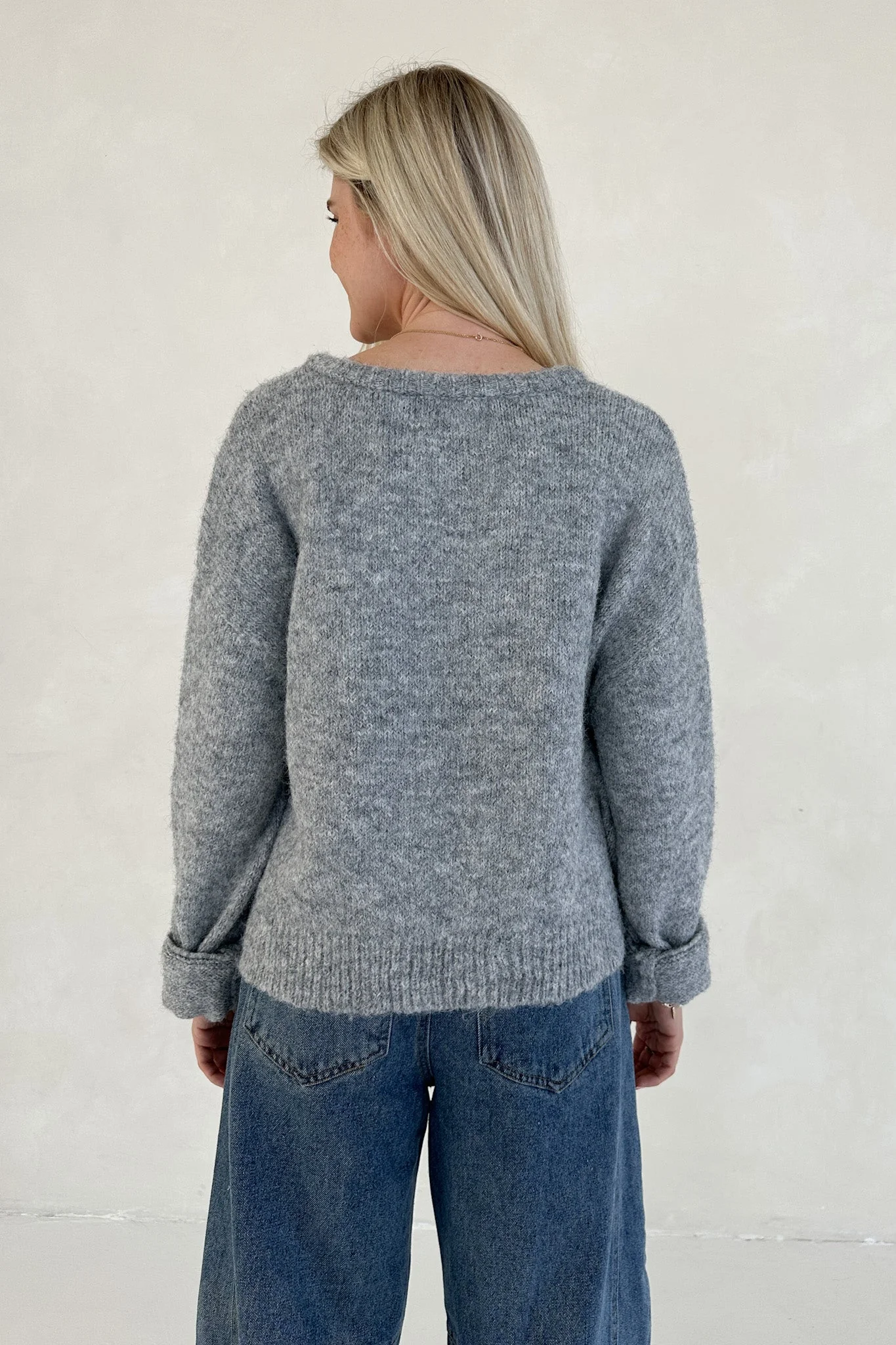 Grace Button Down Cardigan in Heather Grey - Image 4