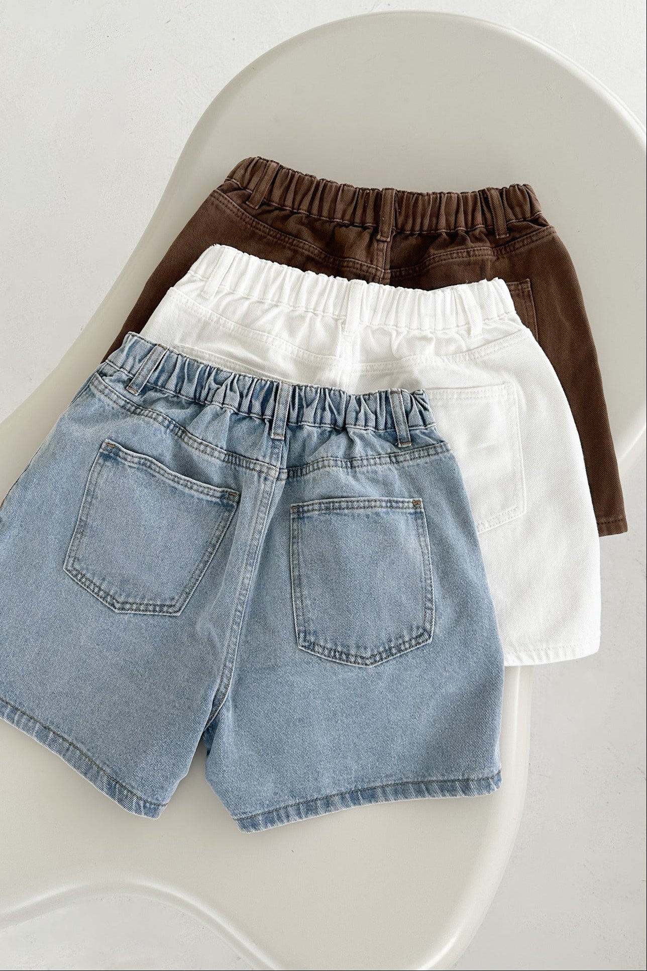 Hallie Classic A-line Denim Shorts in Mocha - Image 7