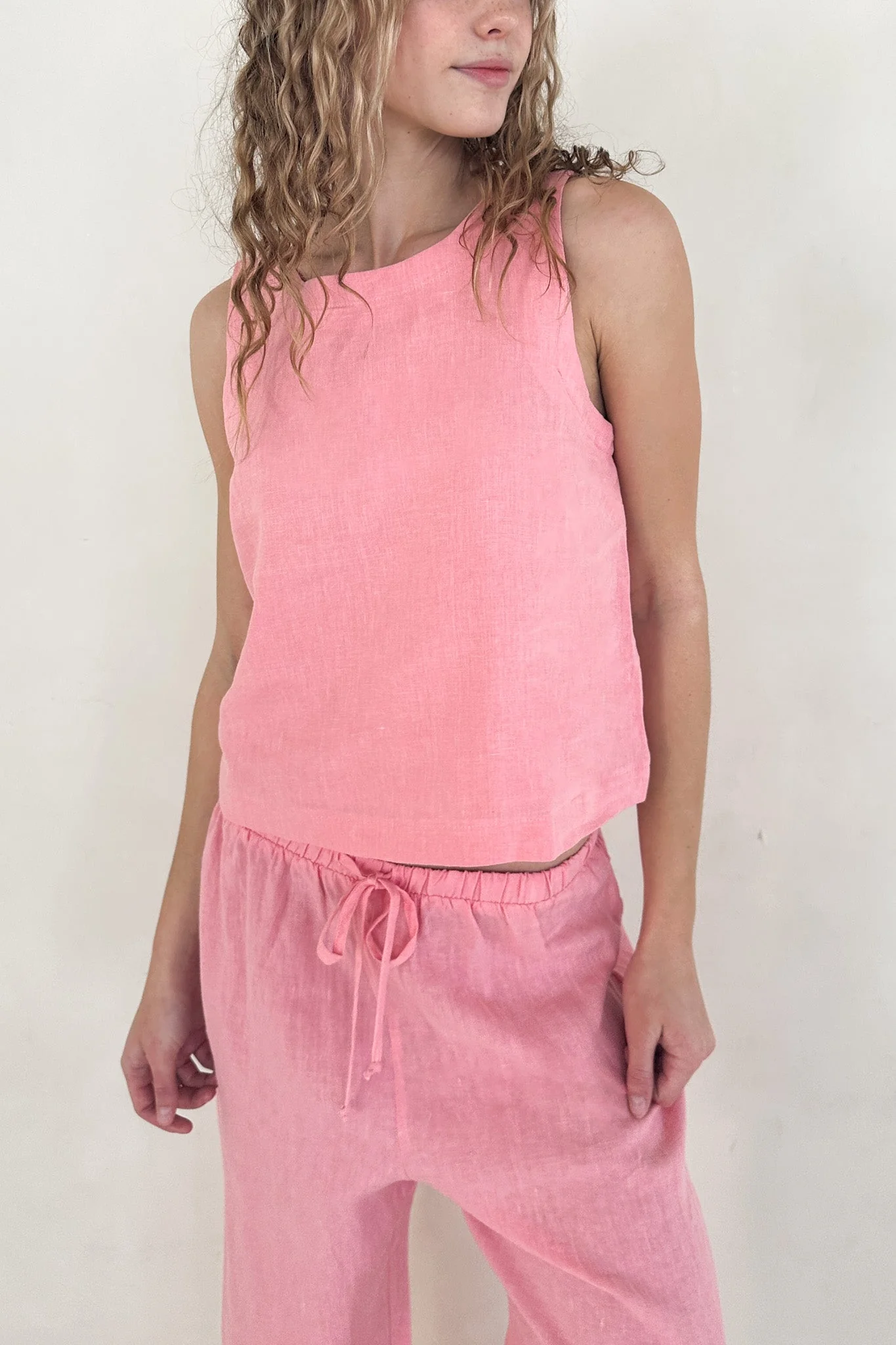 Harbor Linen Top in Bubble Gum