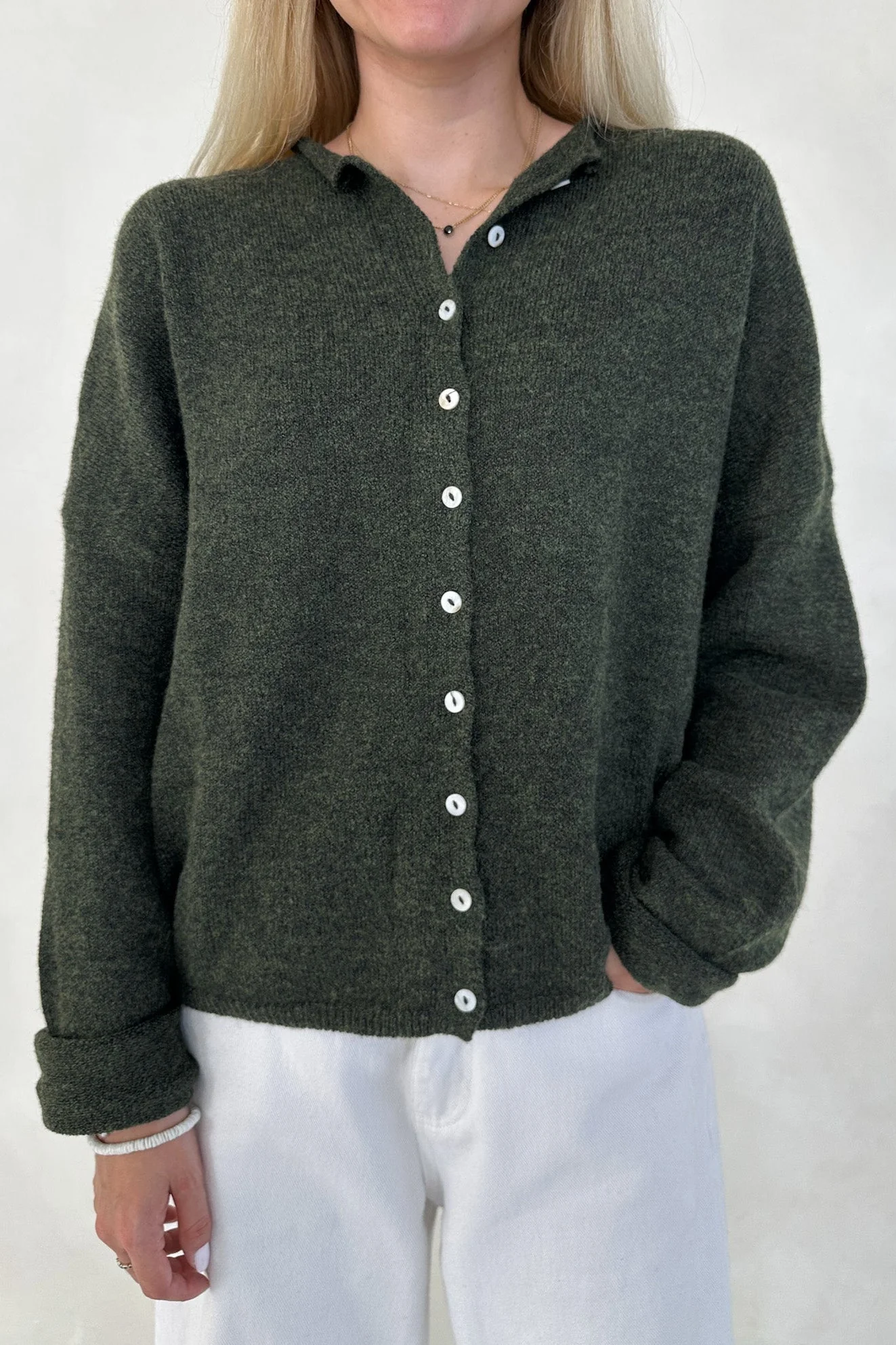 Haven Cardigan in Hunter Green - Image 4