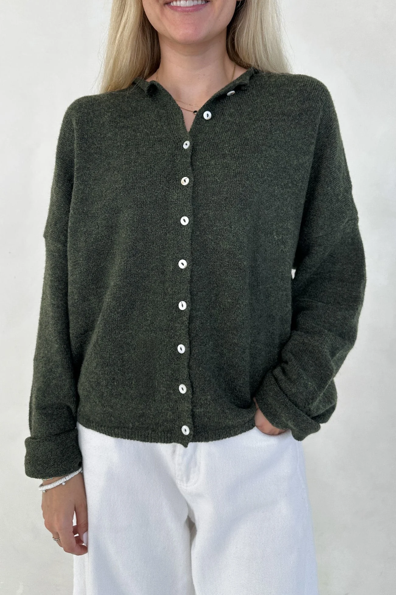 Haven Cardigan in Hunter Green - Image 6