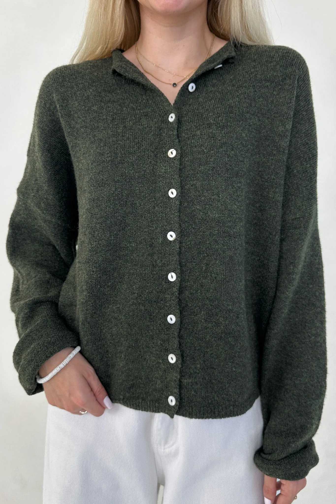 Haven Cardigan in Hunter Green - Image 9