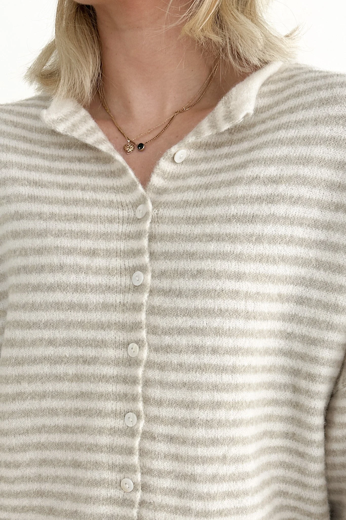 Haven Mini Striped Cardigan in Tan and Cream - Image 5