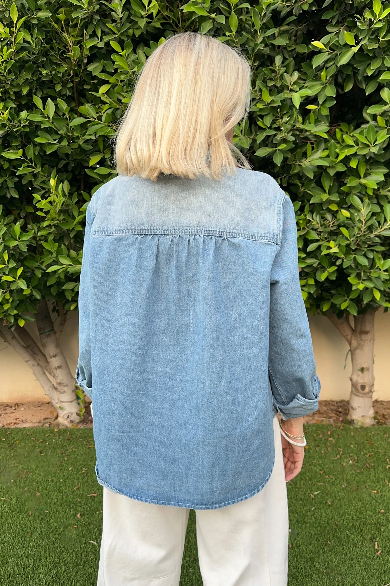 Heart to Heart Stitch Detail Denim Button Down - Image 9