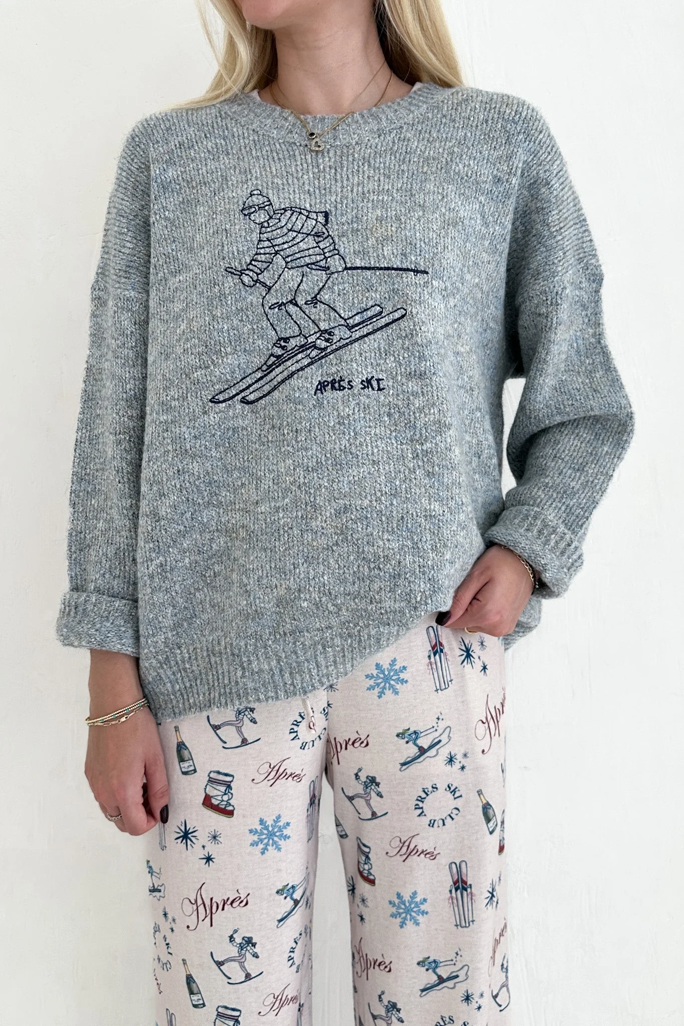 Hit the Slopes Embroidered Aprés Ski Knit Sweater - Image 2