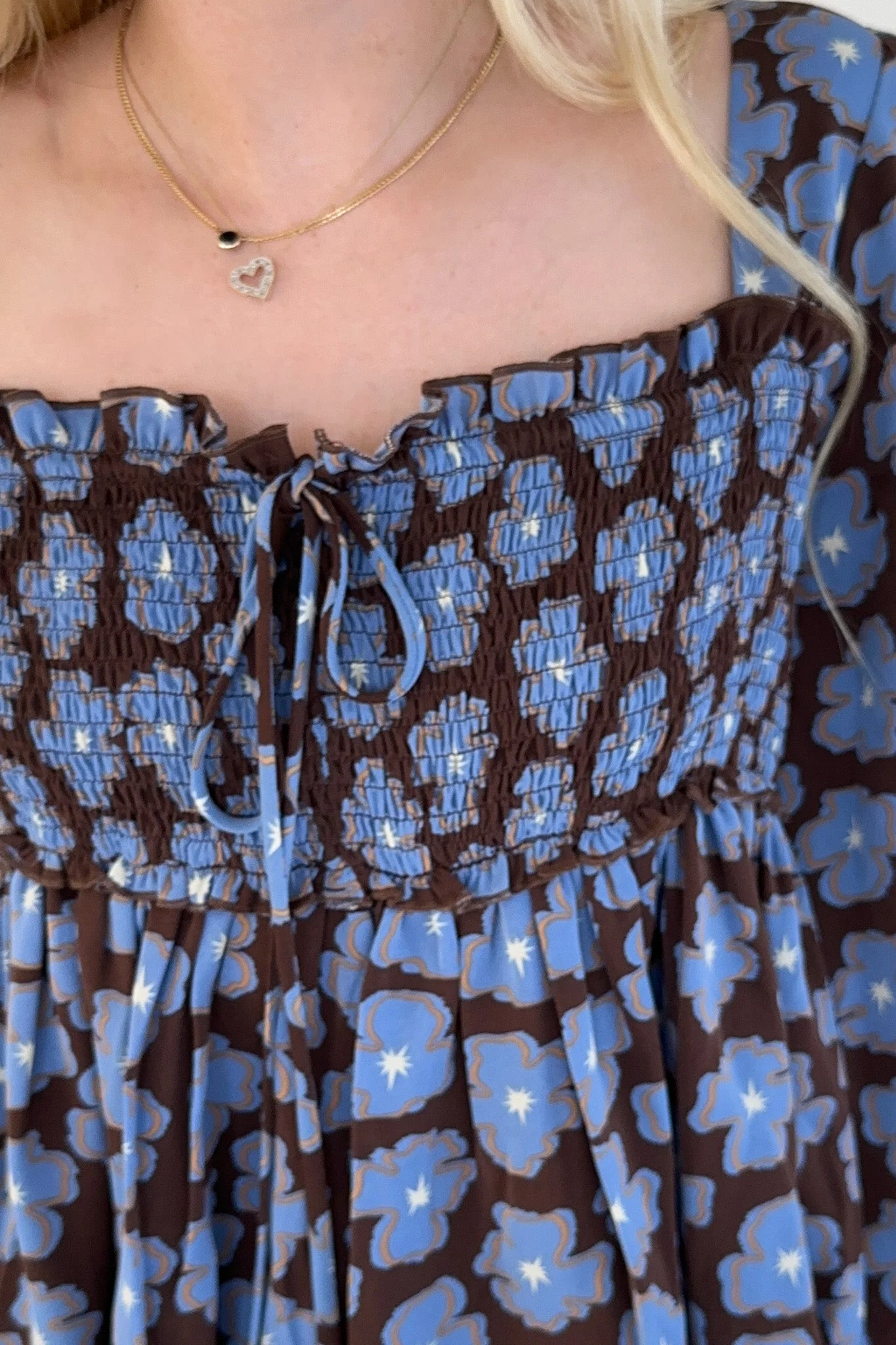 Honey Floral Print Smocked Babydoll Top - Image 3