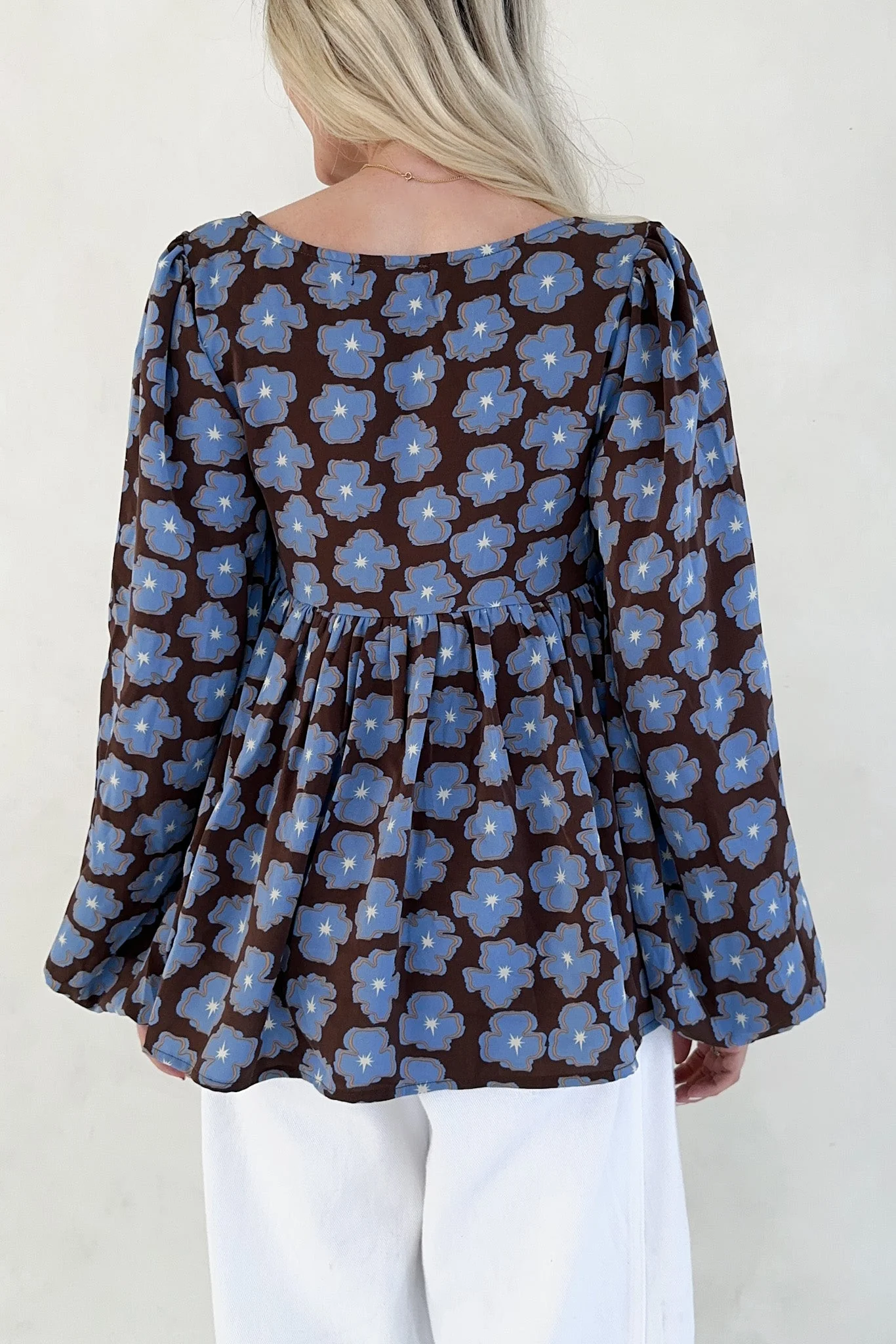 Honey Floral Print Smocked Babydoll Top - Image 8