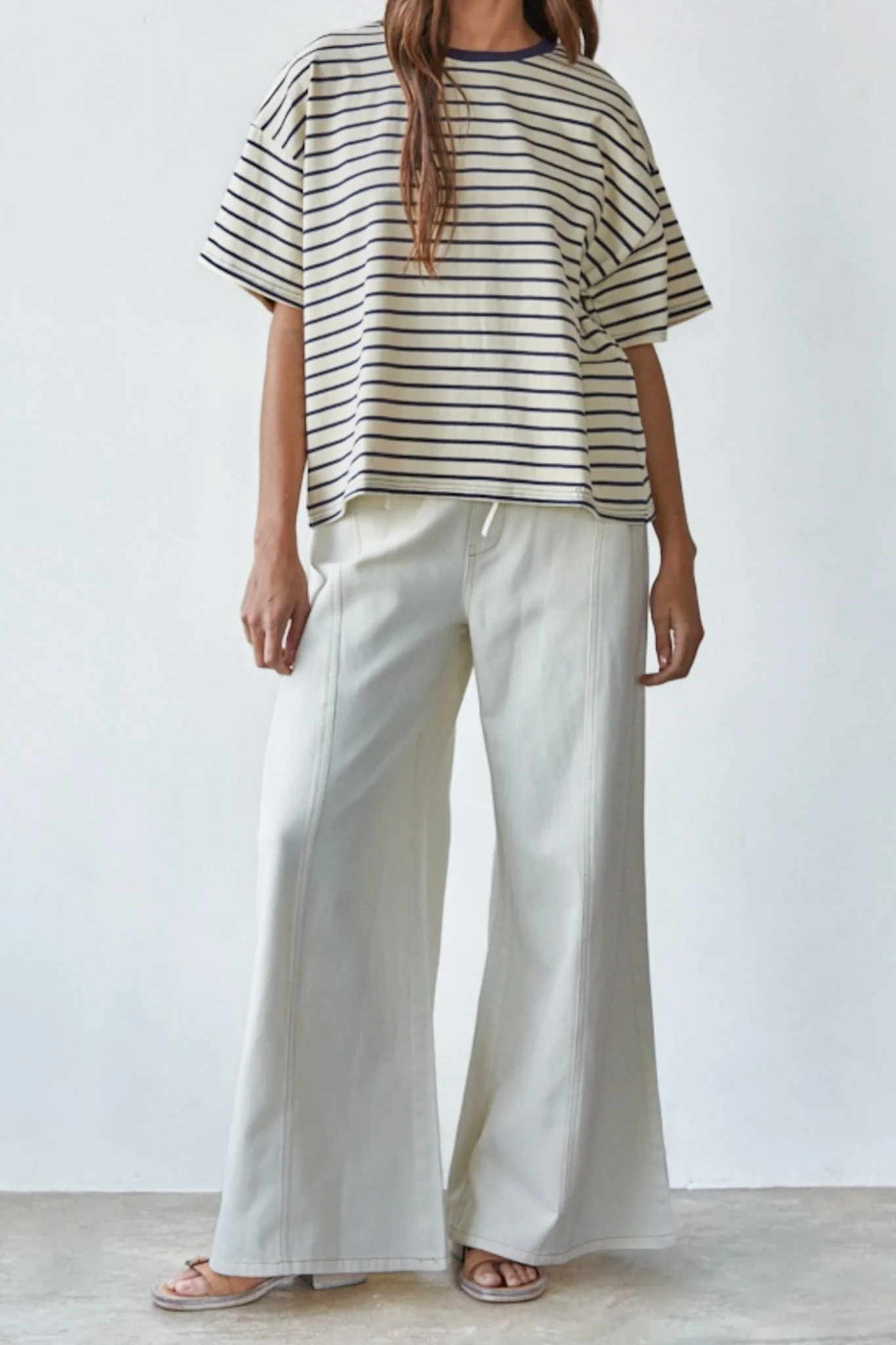 It's Groovy Wide Leg Jeans in Ecru - Image 2
