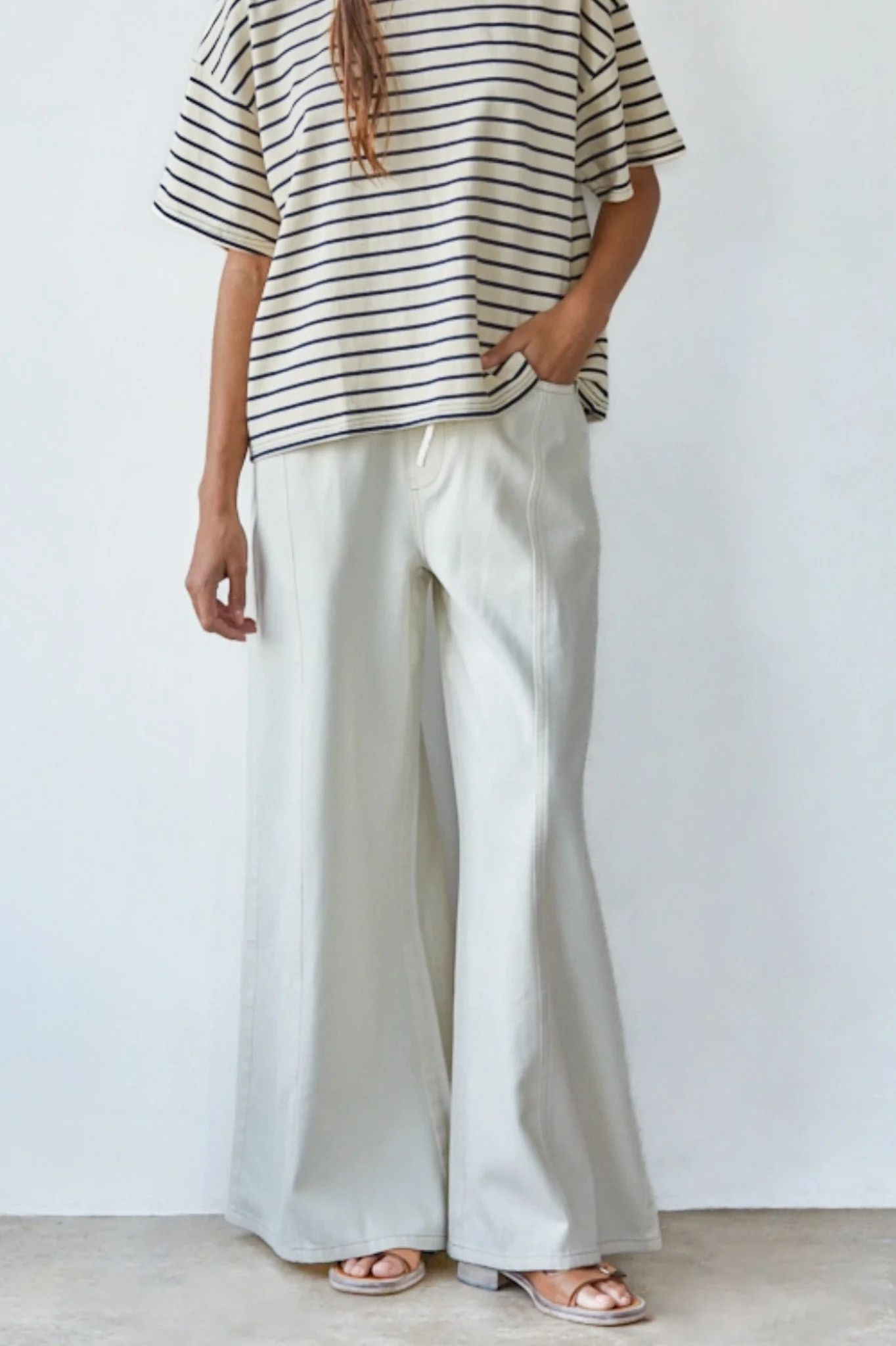 It's Groovy Wide Leg Jeans in Ecru - Image 5