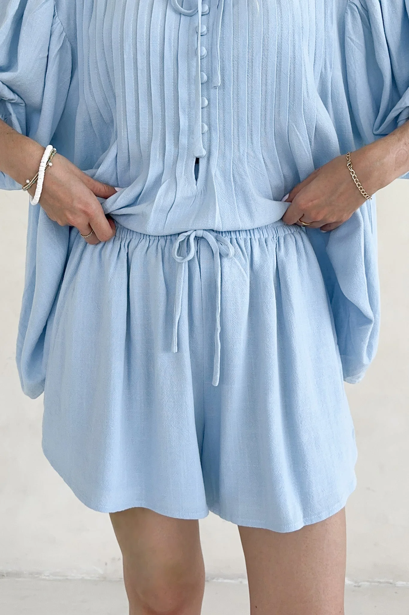 Ivy Drawstring Flared Shorts