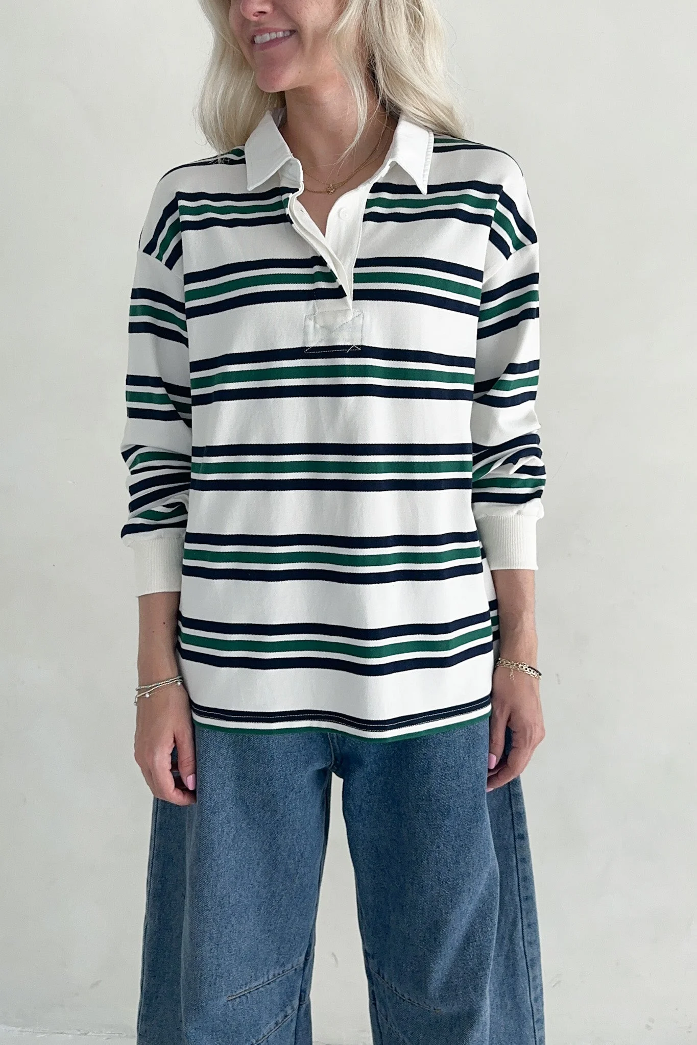 Jackson Classic Striped Collared Long Sleeve Top