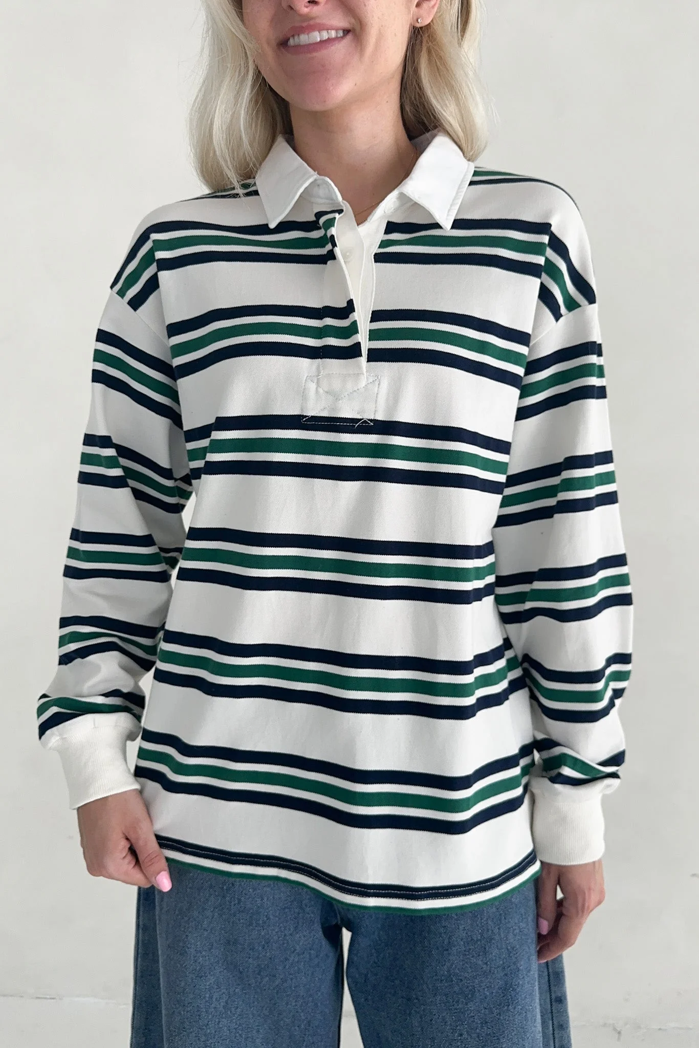 Jackson Classic Striped Collared Long Sleeve Top - Image 4