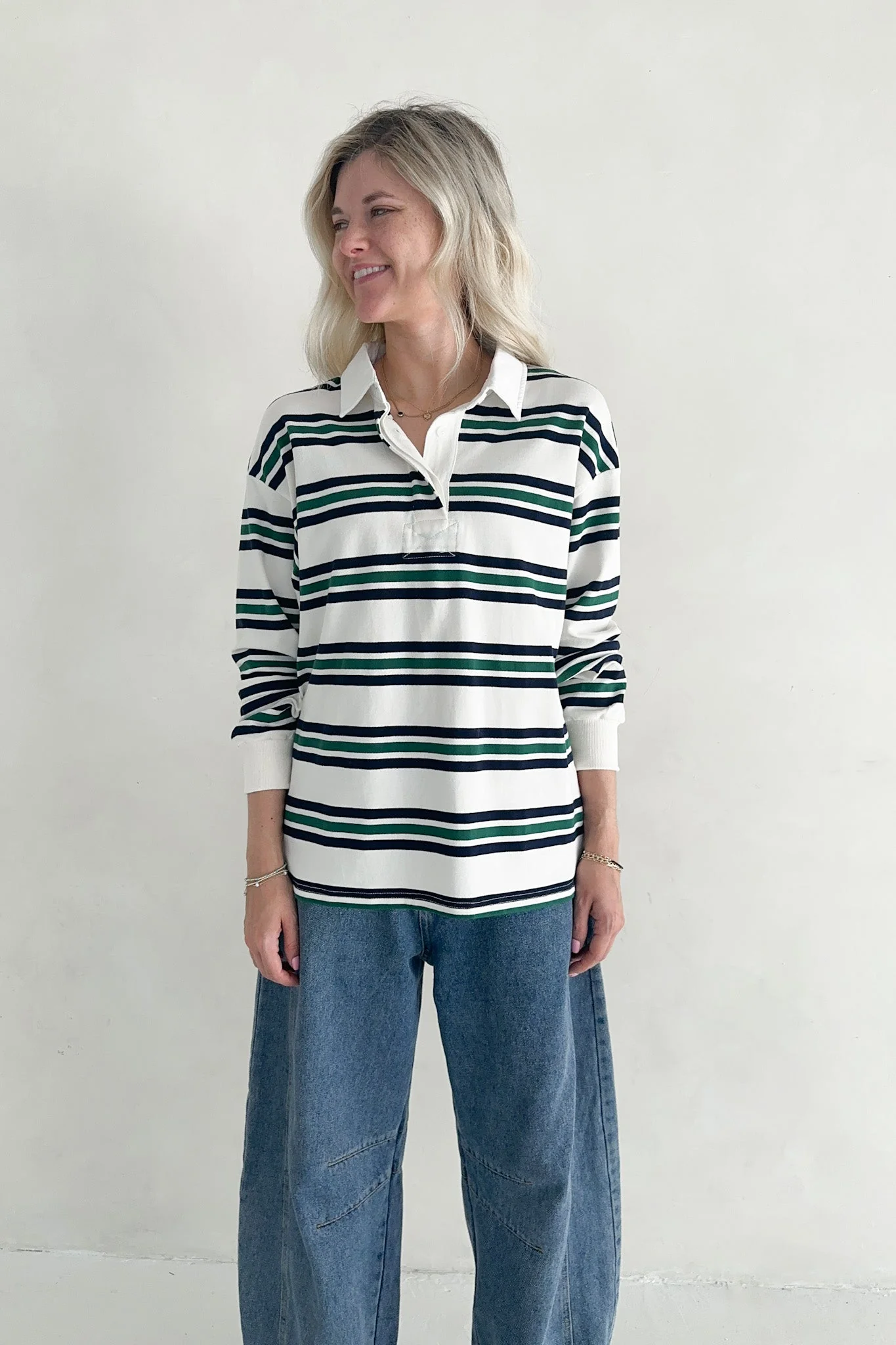 Jackson Classic Striped Collared Long Sleeve Top - Image 5