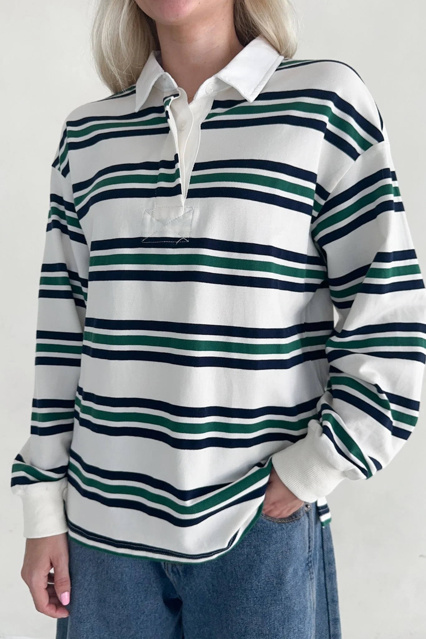 Jackson Classic Striped Collared Long Sleeve Top - Image 6