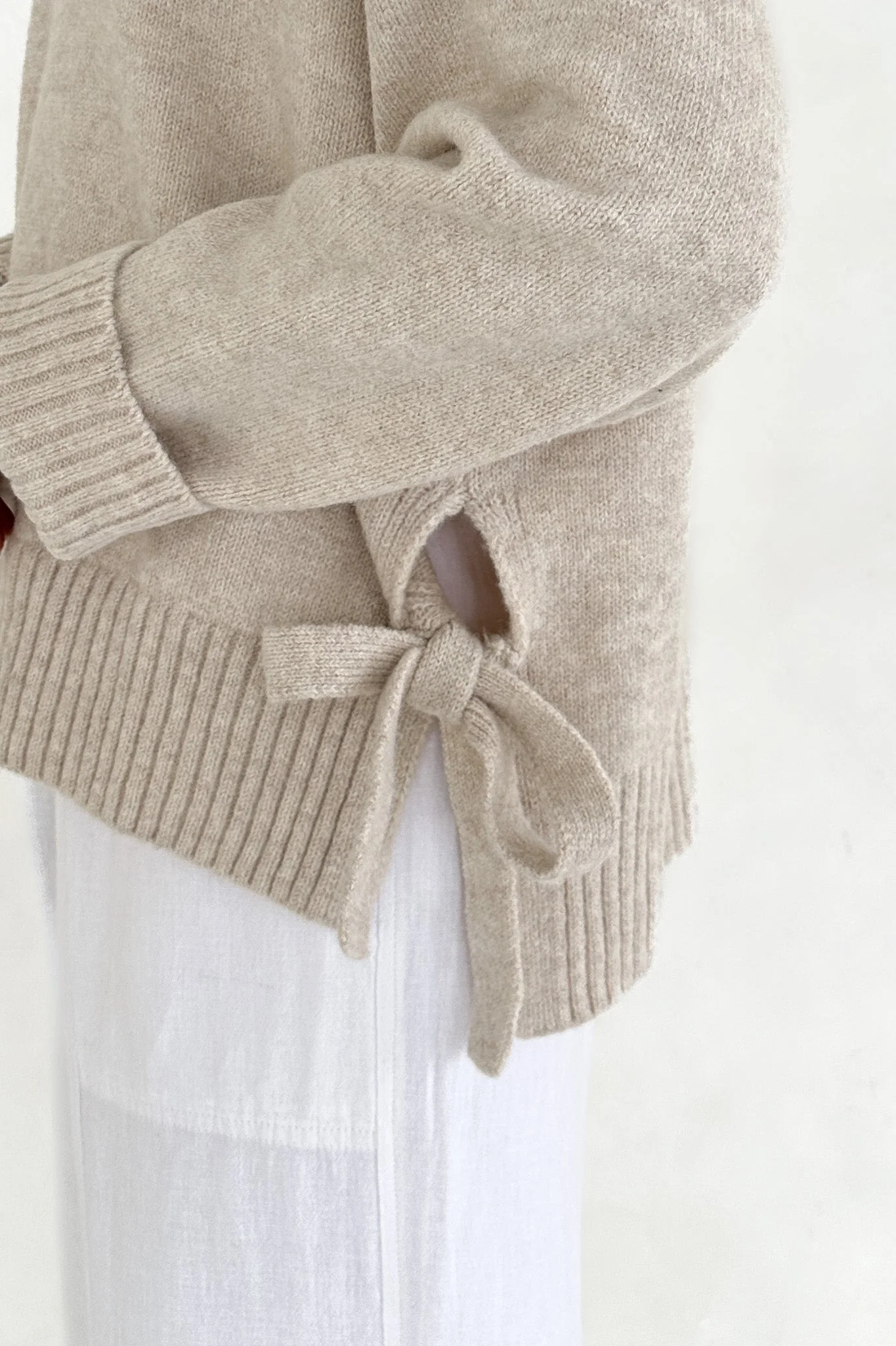 Jade Side Tie Sweater in Natural - Image 3