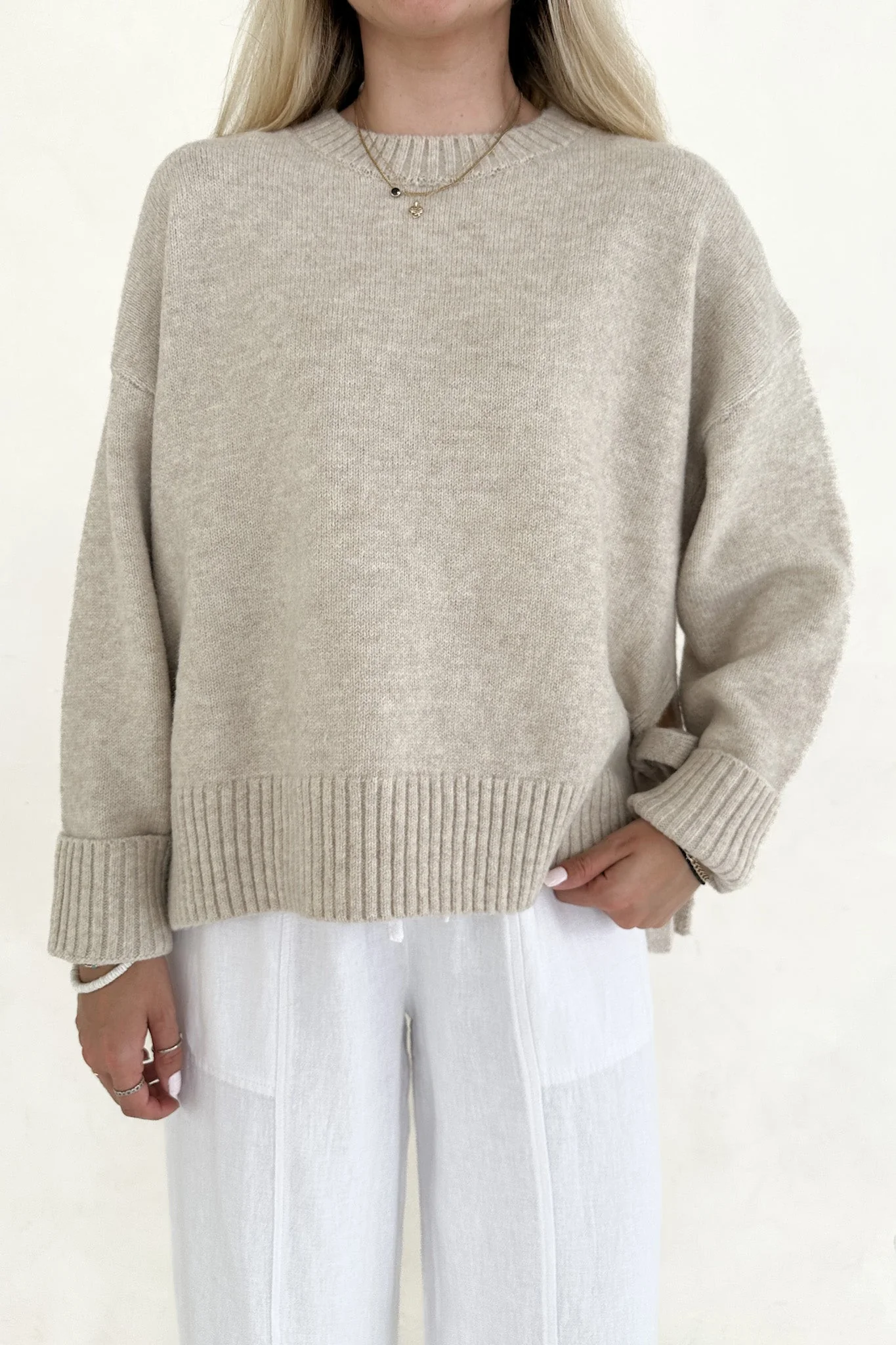 Jade Side Tie Sweater in Natural - Image 5