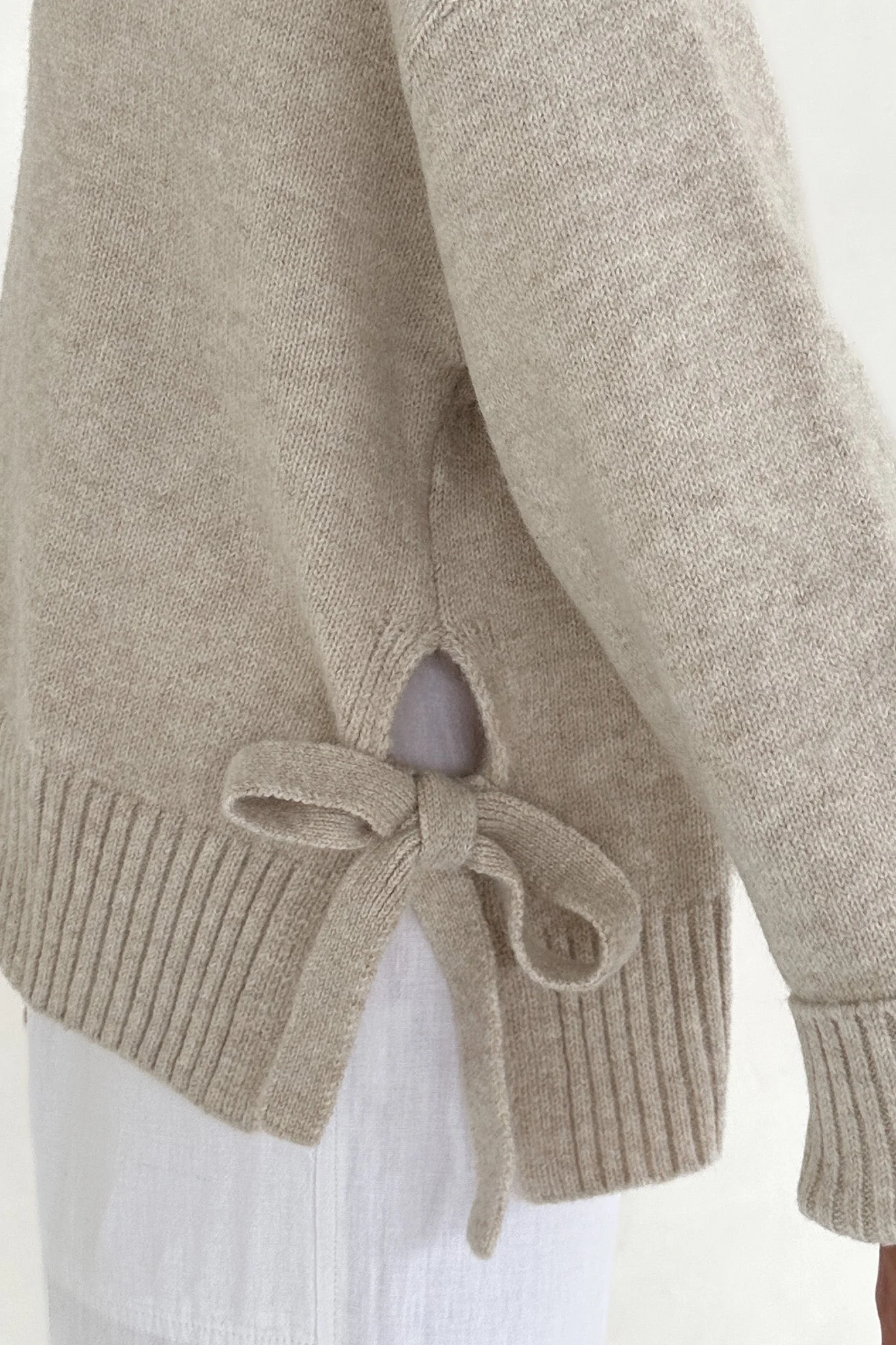 Jade Side Tie Sweater in Natural - Image 6