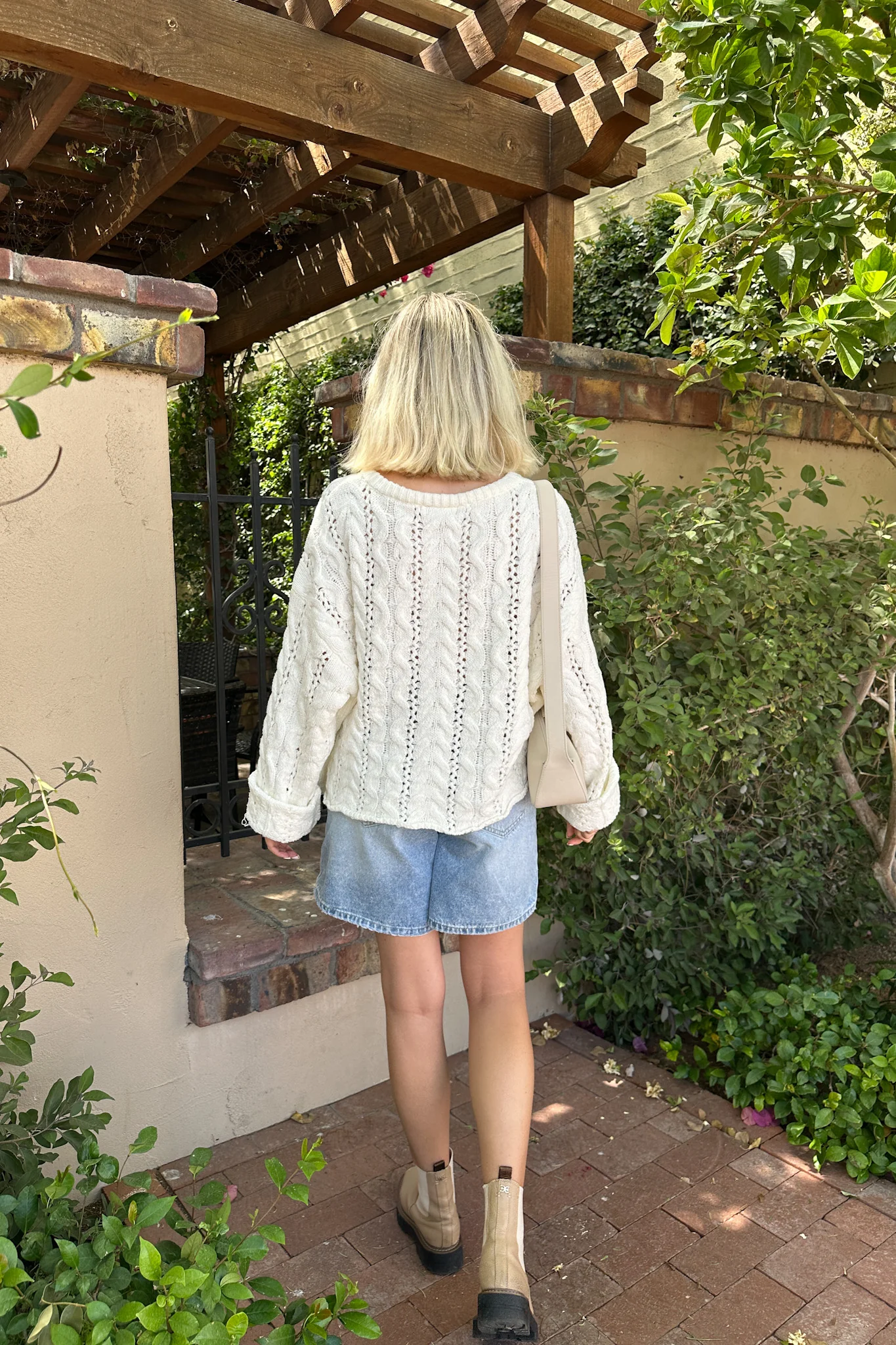 Jolie Lightweight Cable Knit Sweater Top in Coastal White - Image 6