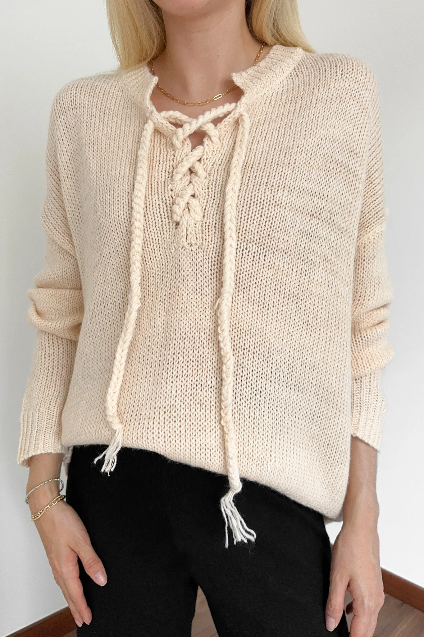 Khloe Lace Up Front Sweater Top - Image 5