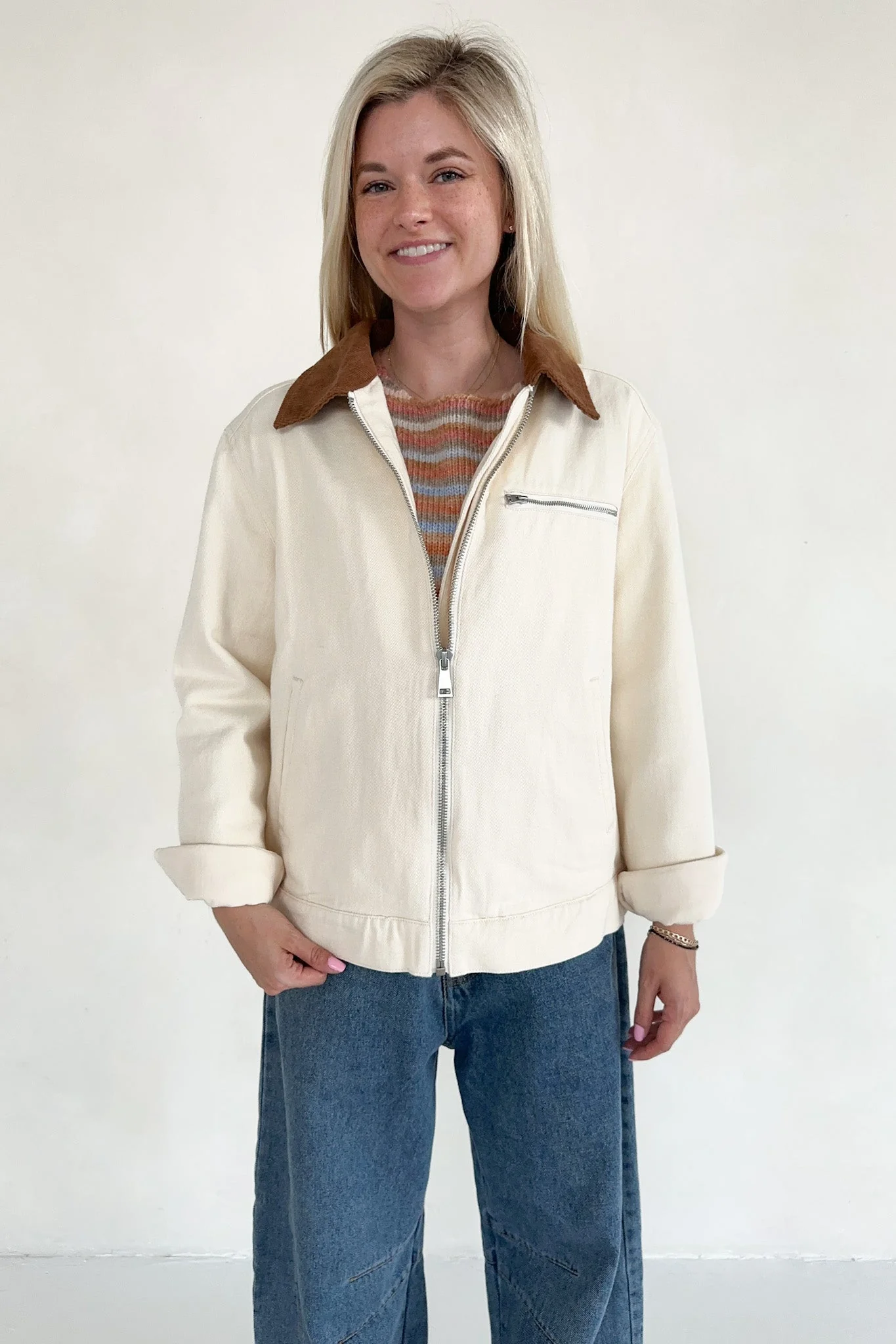 Kline Corduroy Collared Cotton Barn Jacket - Image 5
