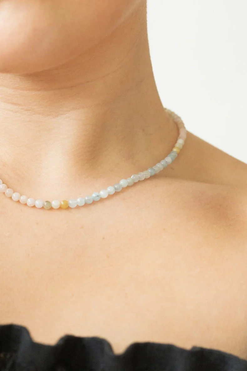 Kona Aquamarine Mini Beaded Necklace - Image 3