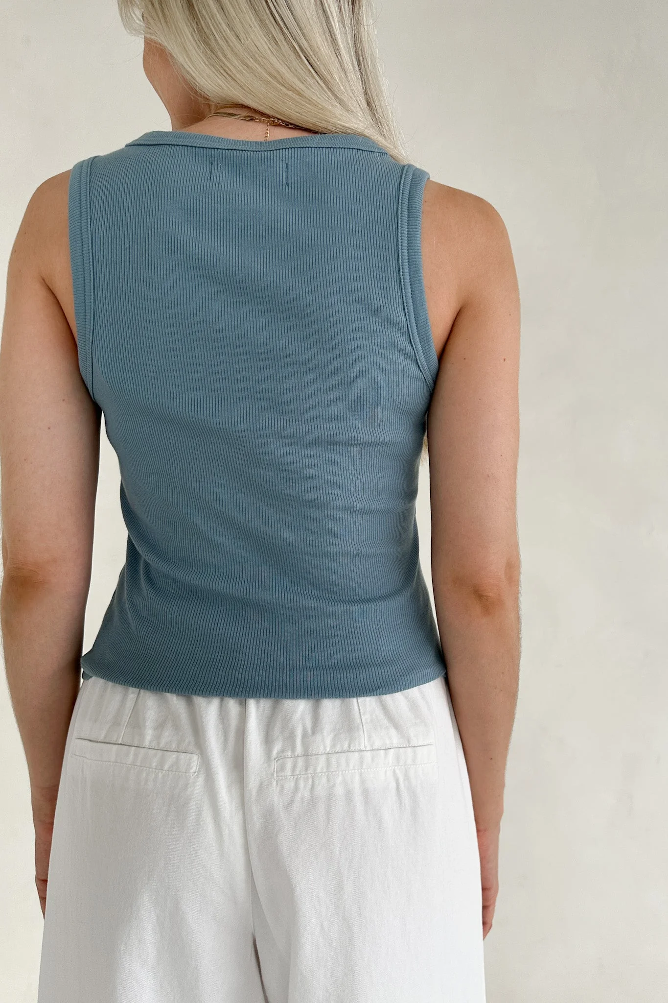 Lana Ribbed Tank Top in Marine Blue - Image 2