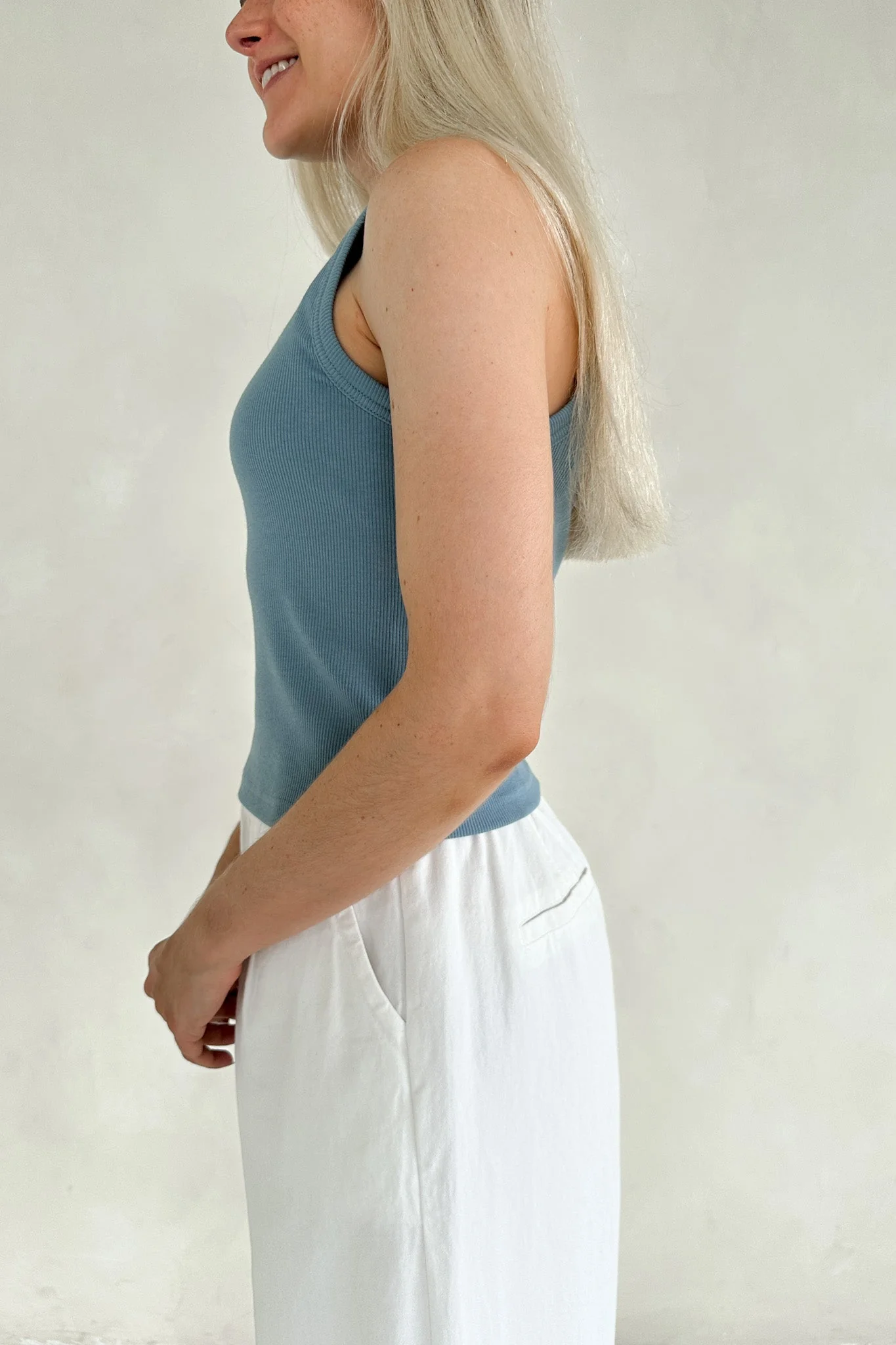 Lana Ribbed Tank Top in Marine Blue - Image 4