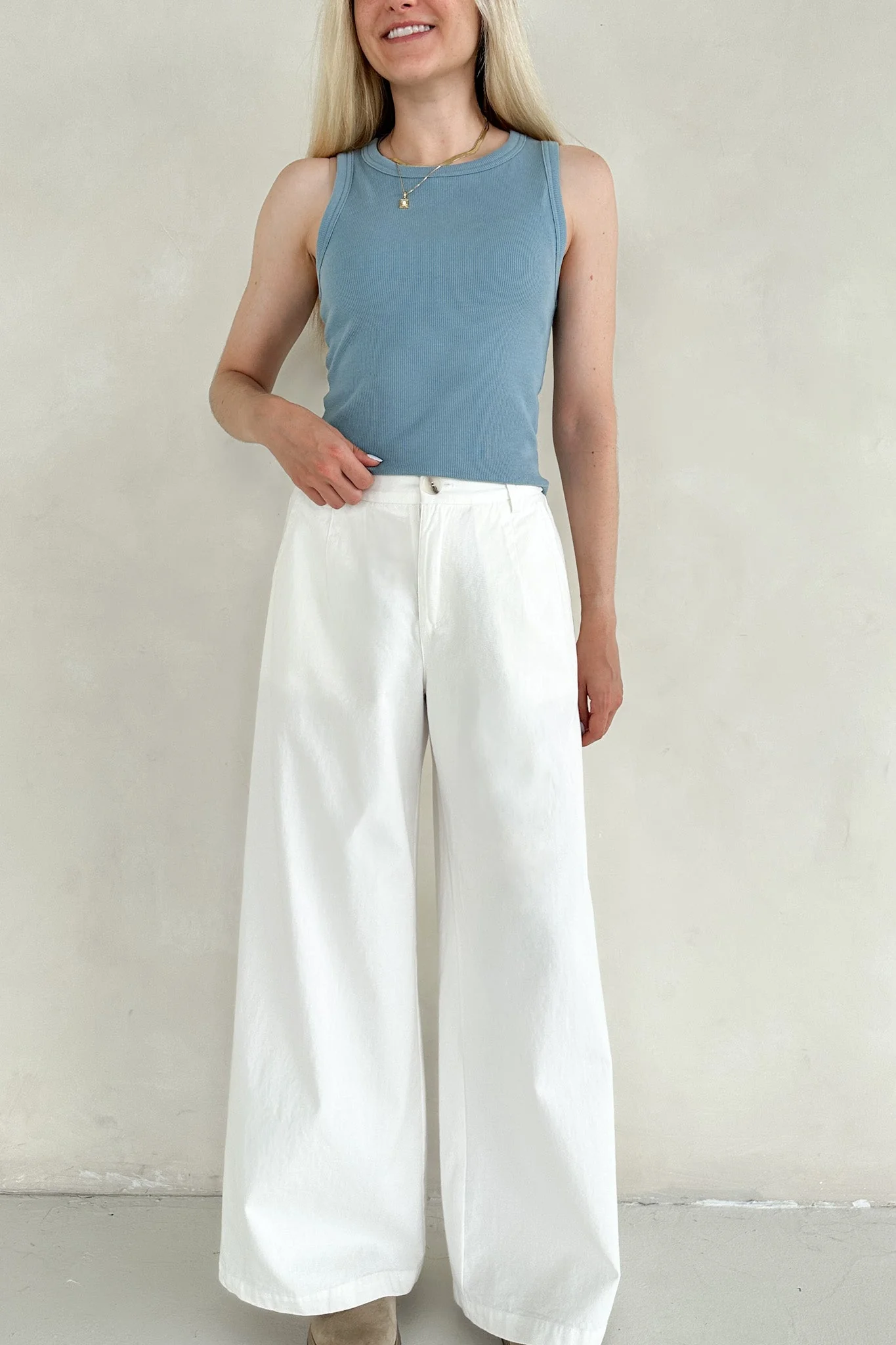 Lana Ribbed Tank Top in Marine Blue - Image 6